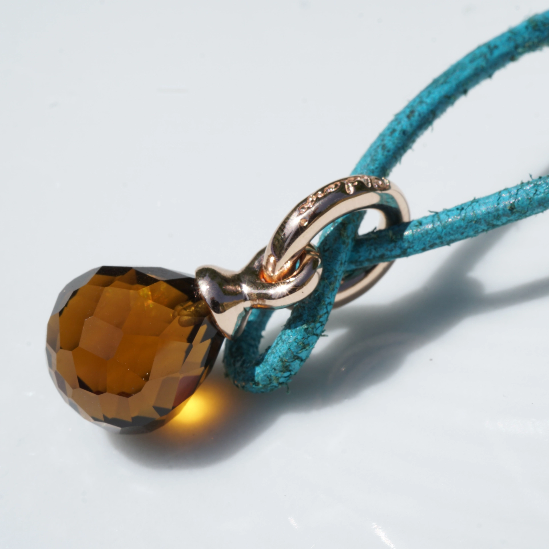 Original Chilango Whisky Quartz Anhänger Pample Star 925er Silber rosevergoldet toller Schliff-