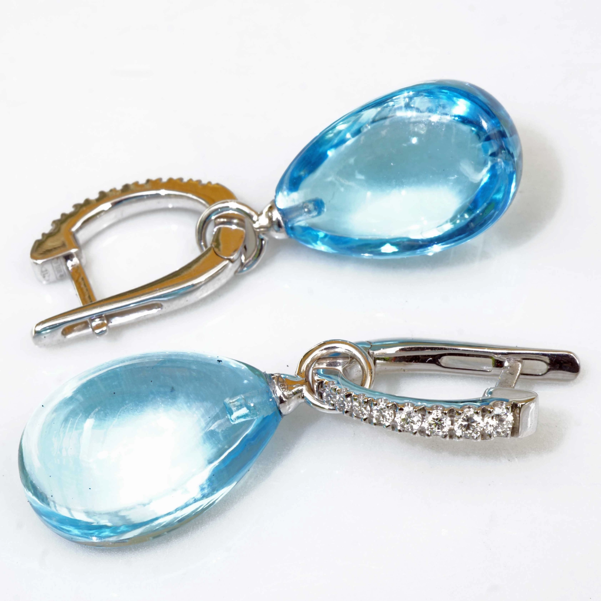 Blautopas Brillant Ohrhänger 750er Weissgold aushängbar made in Italy...so hochwertig