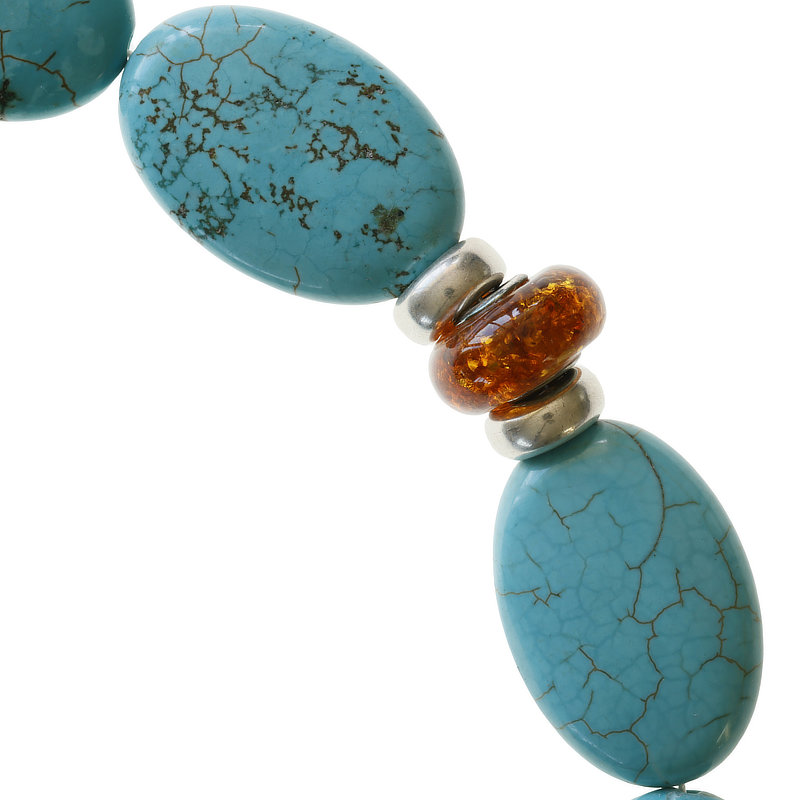 Howlith Bernstein Collier mit Magnetschliesse in 925er Silber und Blütenanhänger I So wirkt Bernstein frisch und modisch