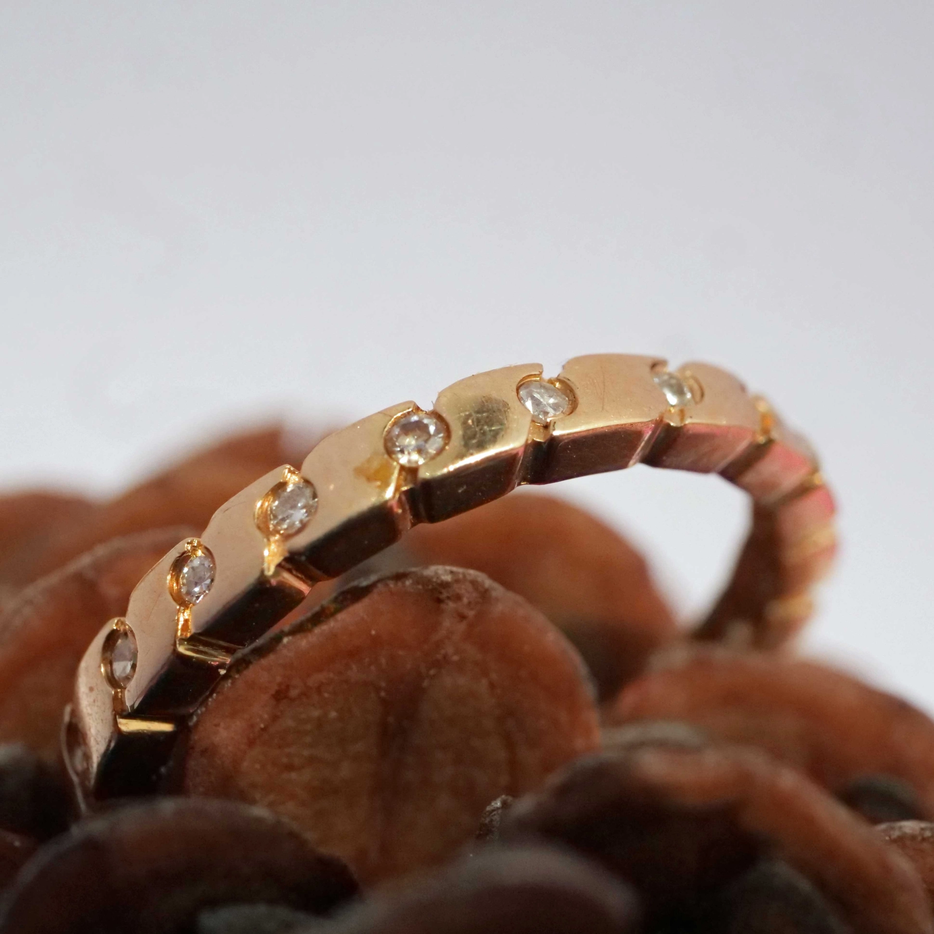 Herren Brillant Memoire Ring mit 22 Diamanten total ca. 0.25 ct TW VS-Si RW 19 mm 585 Gelbgold