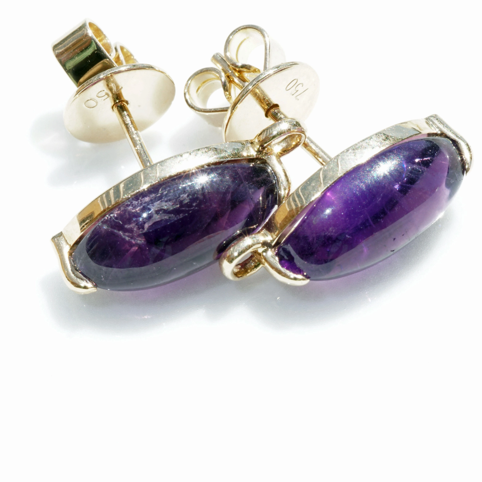 Rosenquarz Amethyst Ohrhänger 750er Gelbgold...pink-violette Versuchung...aushängbare Pampel