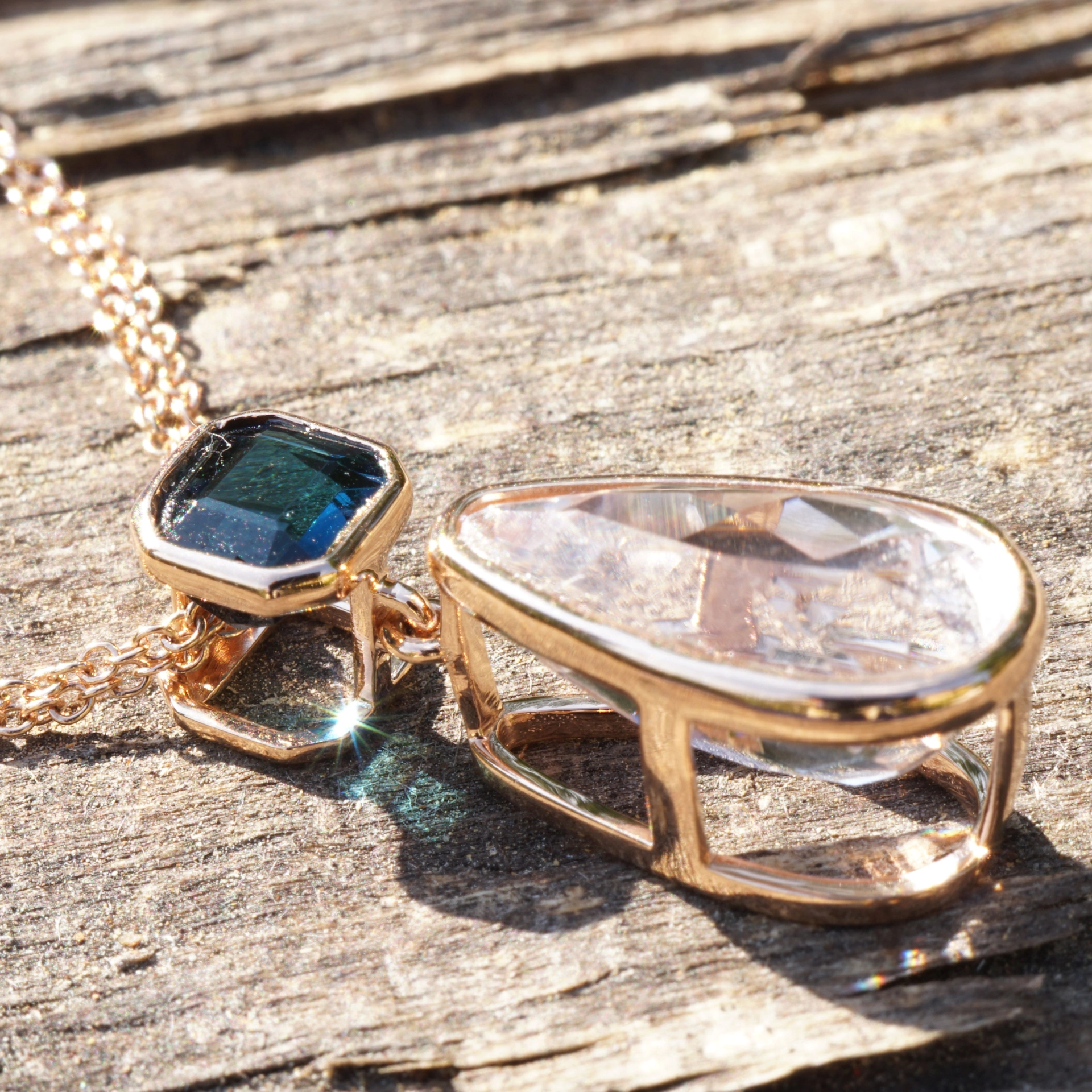 Morganit Indigolith Anhänger  750er Rosegold...elegante Farben für einen belebten Tag