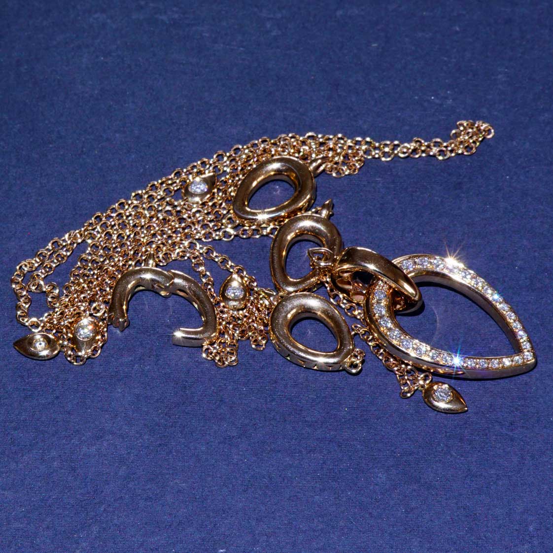 Brillant Collier 750er Rosegold 0.71 ct TW VS ...Bella Italia...hochwertige moderne Kette in 74 cm