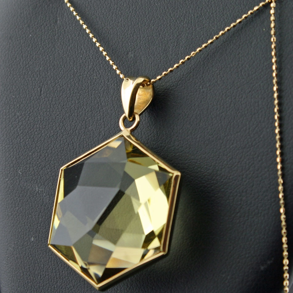 Lemon-Citrin-Anhänger mit Kette, 750er-Gelbgold