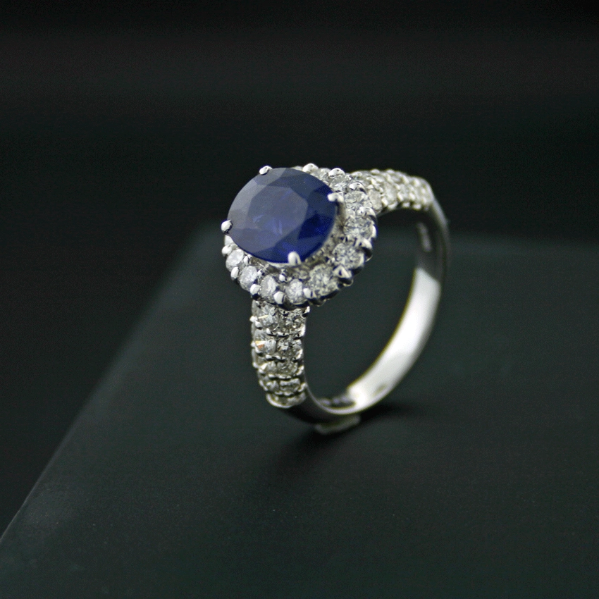 Saphir-Brillant-Ring, 900-Platin