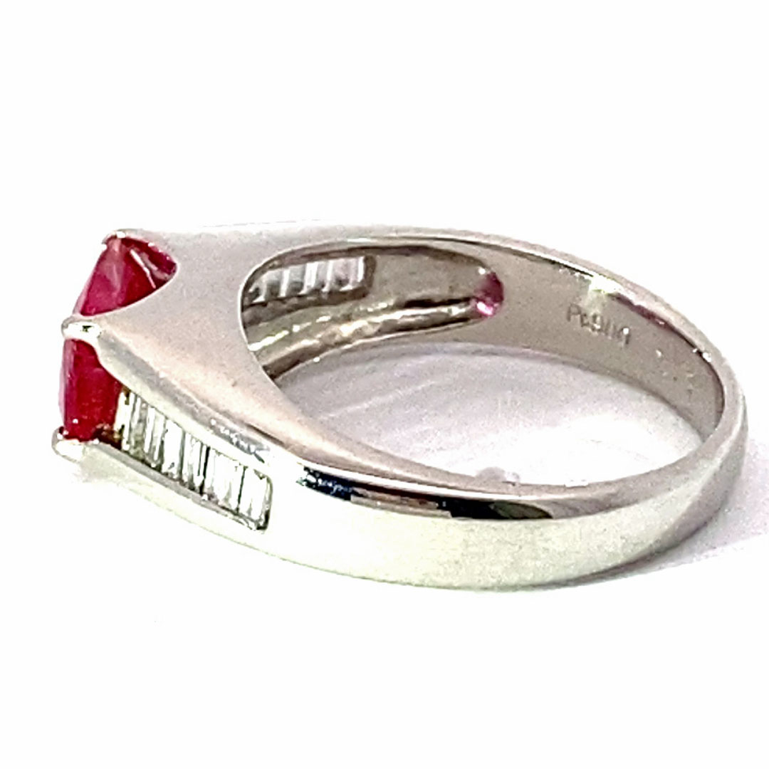 Rubin Diamant Ring in 900er Platin 1.55 ct 0.22 ct AAA+ Brillanz Top leuchtend rot-pink
