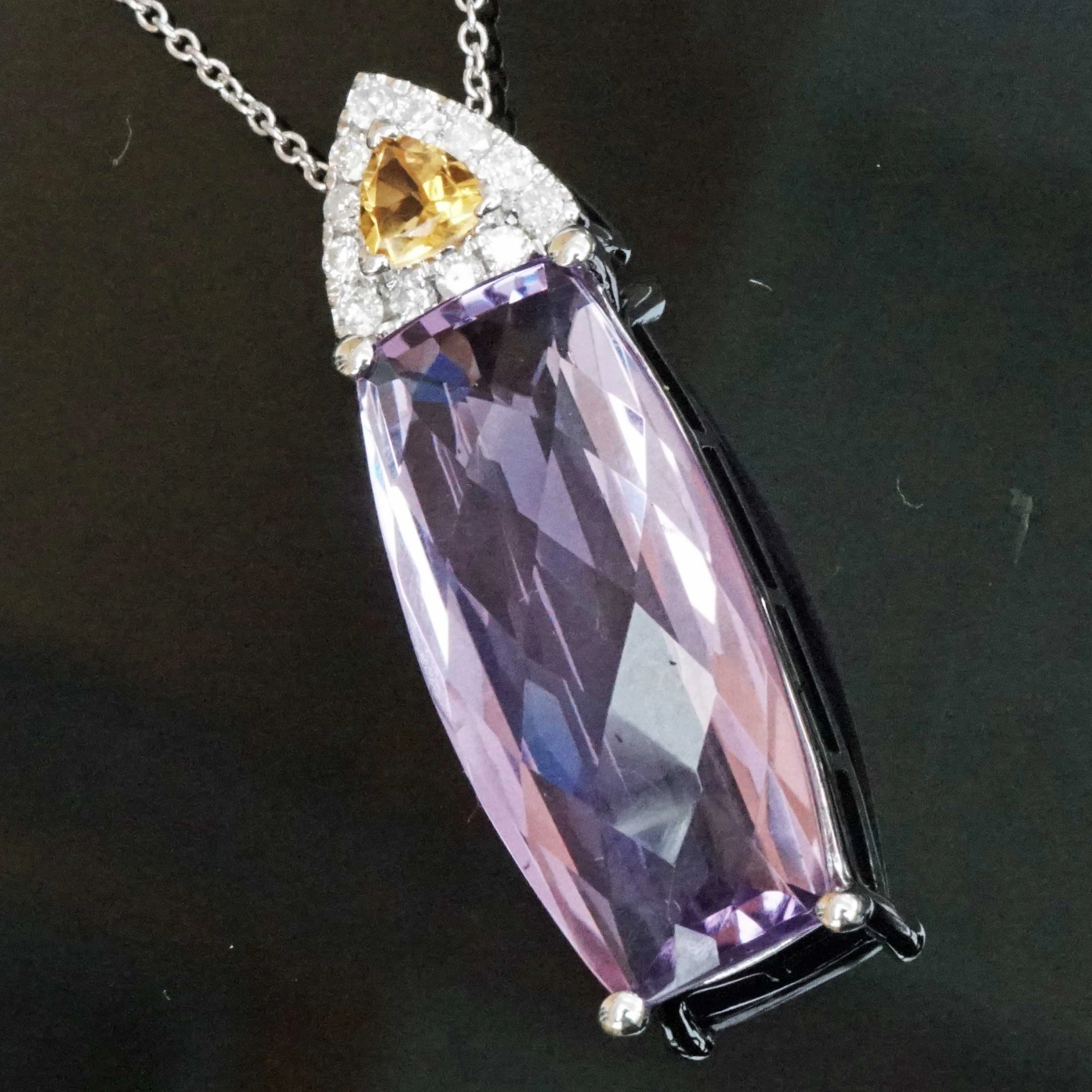 Amethyst Citrin Brillant Anhänger mit Kette 10 ct 0.10 ct 0.15 ct 750er Weissgold ....sanfte Anmut