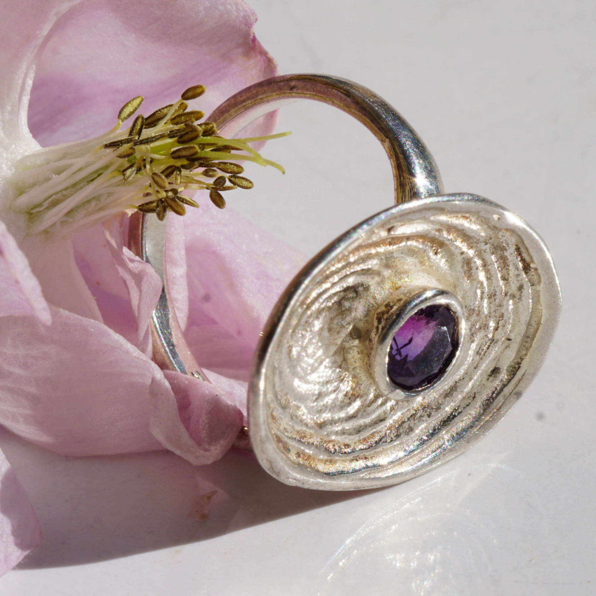 Amethyst Ring 925er Silber 20 x 16 mm ....Wasserwelle Handarbeit
