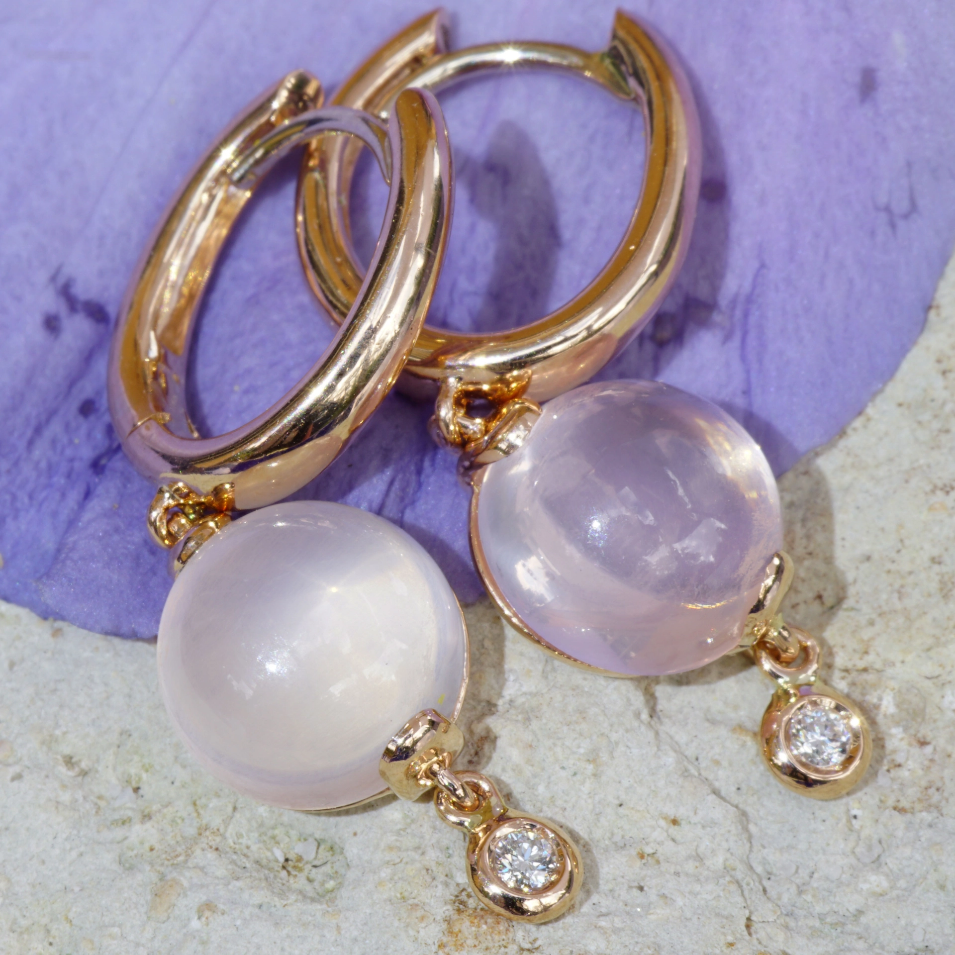 Ohrhänger Rosenquarz Brillant 750er Rosegold..Design aus Bella Italia...verzaubern den Tag