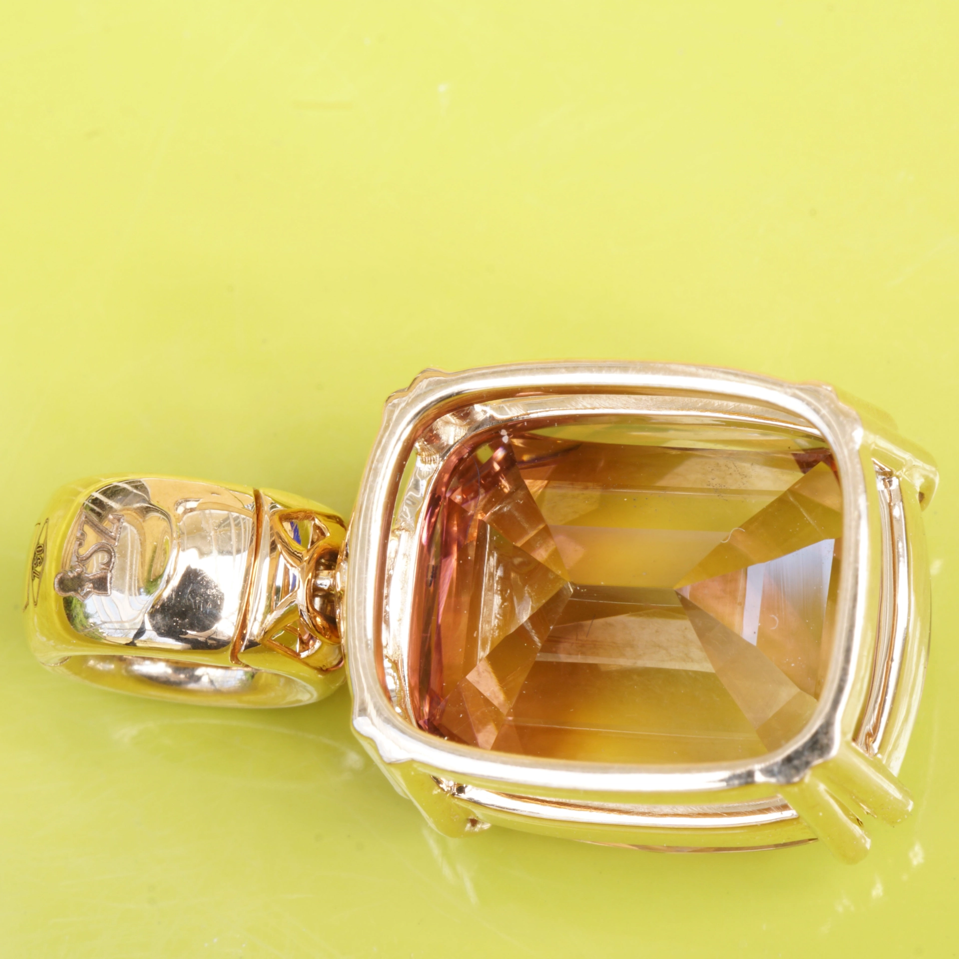 Turmalin Brillant Anhänger in 750er Roségold Sunset Beach Color 9.85 ct Afrika/Kongo
