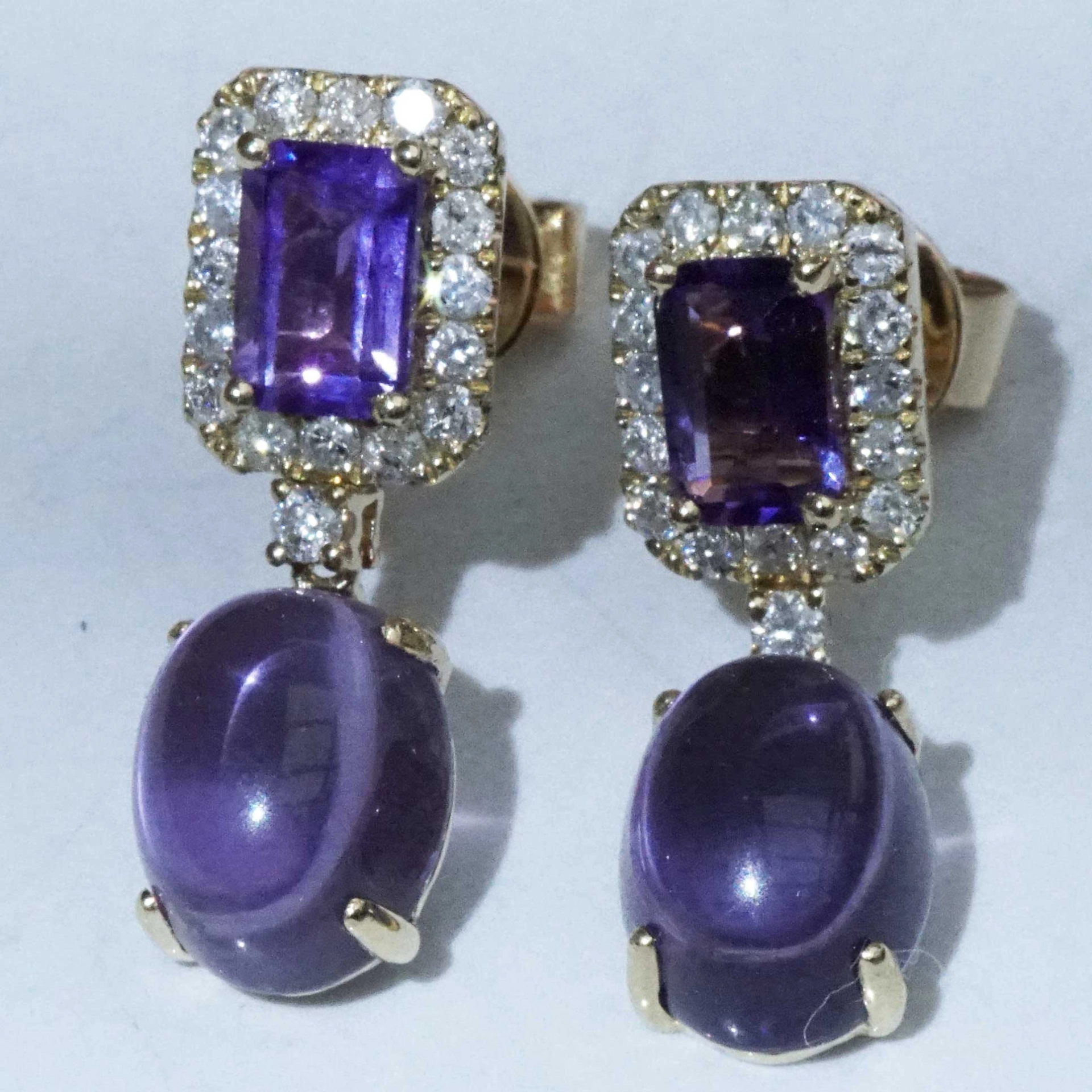 Amethyst Brillant Ohrhänger 750er Gelbgold 4.60 ct 0.40 ct...die Farbe Lila zum Verlieben