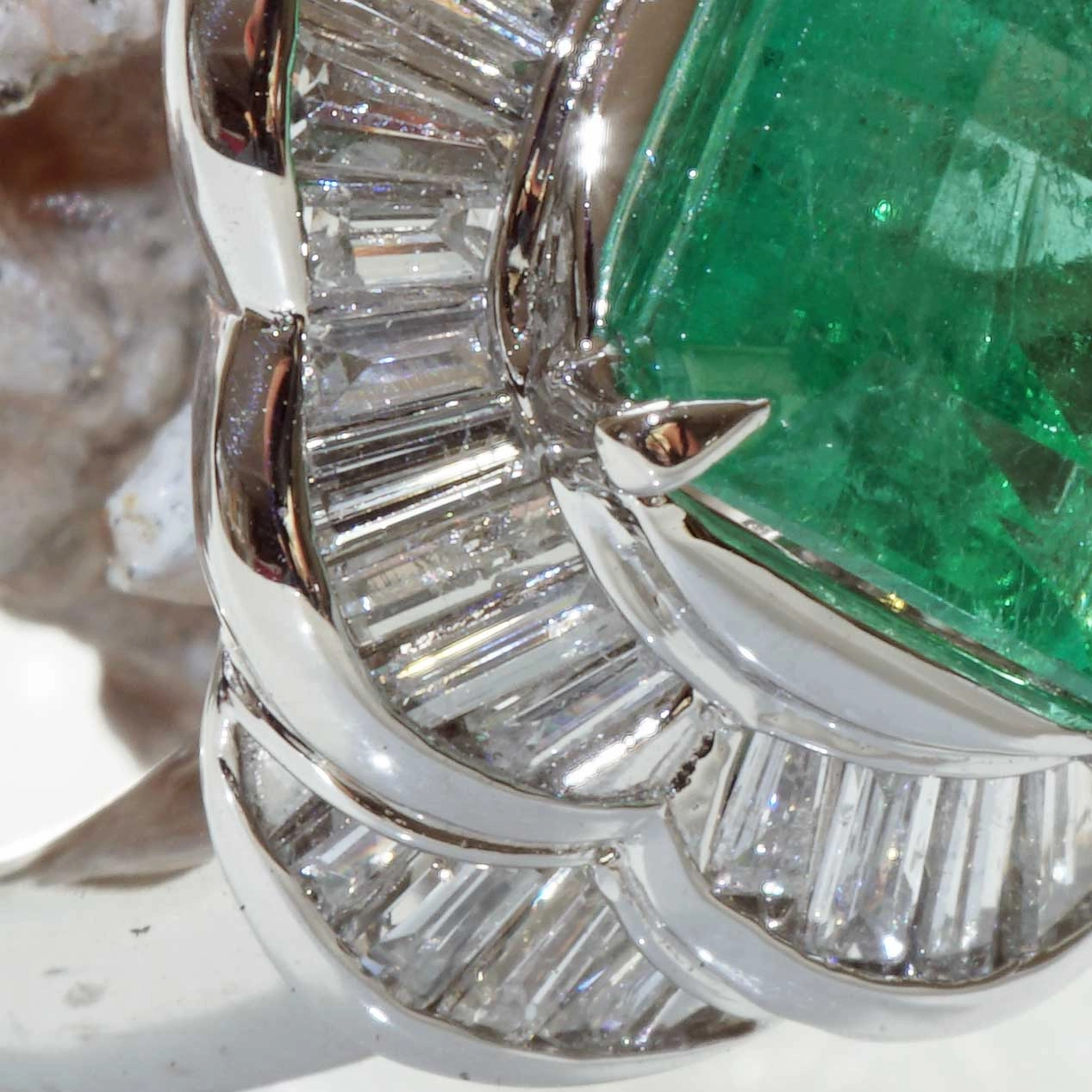 Smaragd Diamant Ring 900er Platin 3.11 ct 0.85 ct TW VVS Kolumbien Feine Qualität
