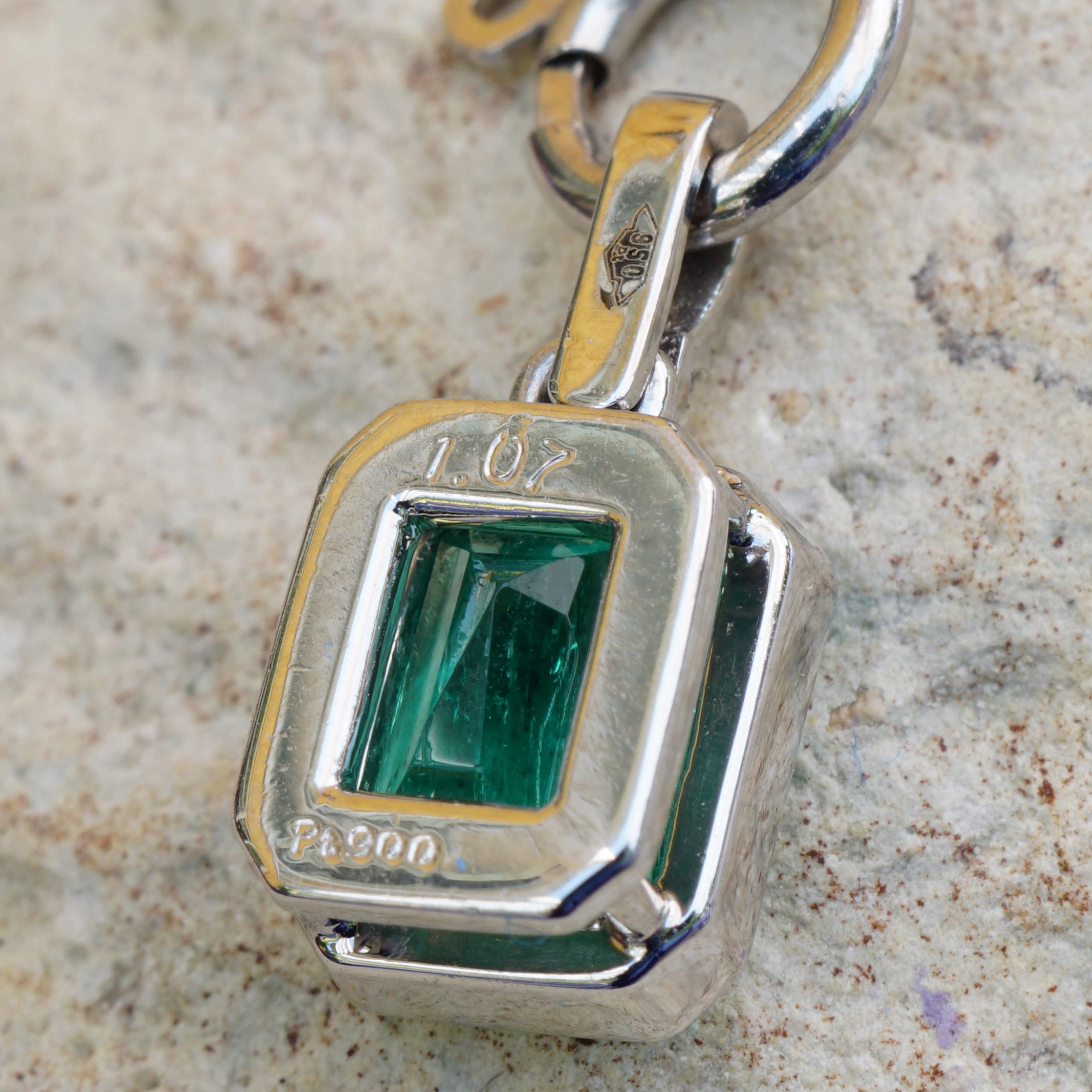 Smaragd Anhänger  900er Platin 1.07 ct ...echte Kolumbianer machen Spaß