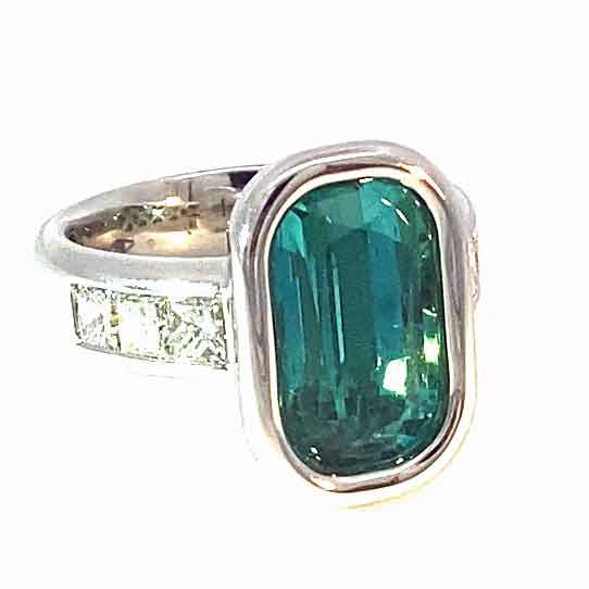 Turmalin Diamant Ring 750er Weissgold Neon Blau Tiffany Blue Afghanistan 8.05 ct Investment Edelstein selten