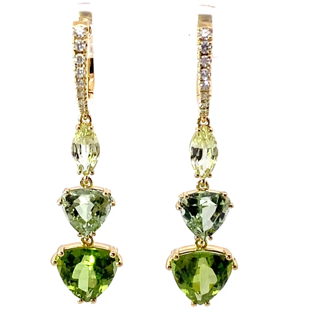 Chrysoberyll Turmalin Peridot Brillant Ohrhänger 750er Gelbgold 10 ct AAA+...unglaubliches fragiles Farbenspiel
