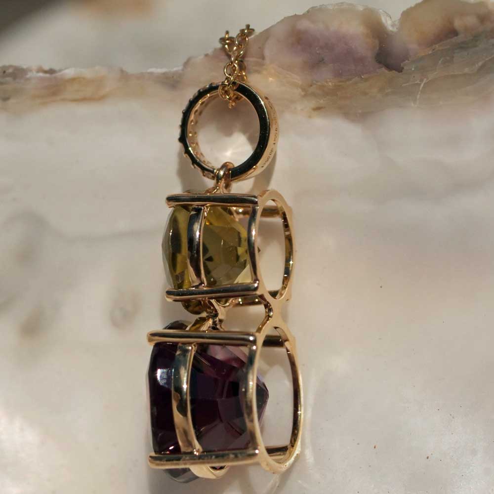 Canaryturmalin Rhodolith Brillant Anhänger 585er Gelbgold gelb rot ....farbengewaltiges Granat Turmalin Duett