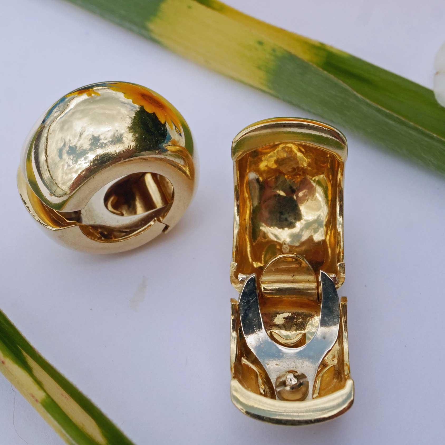 Creolen ohne Stift 750er Gelbgold 13,2 Gramm schwer poliert ideal für Ohrloch Verweigerer 