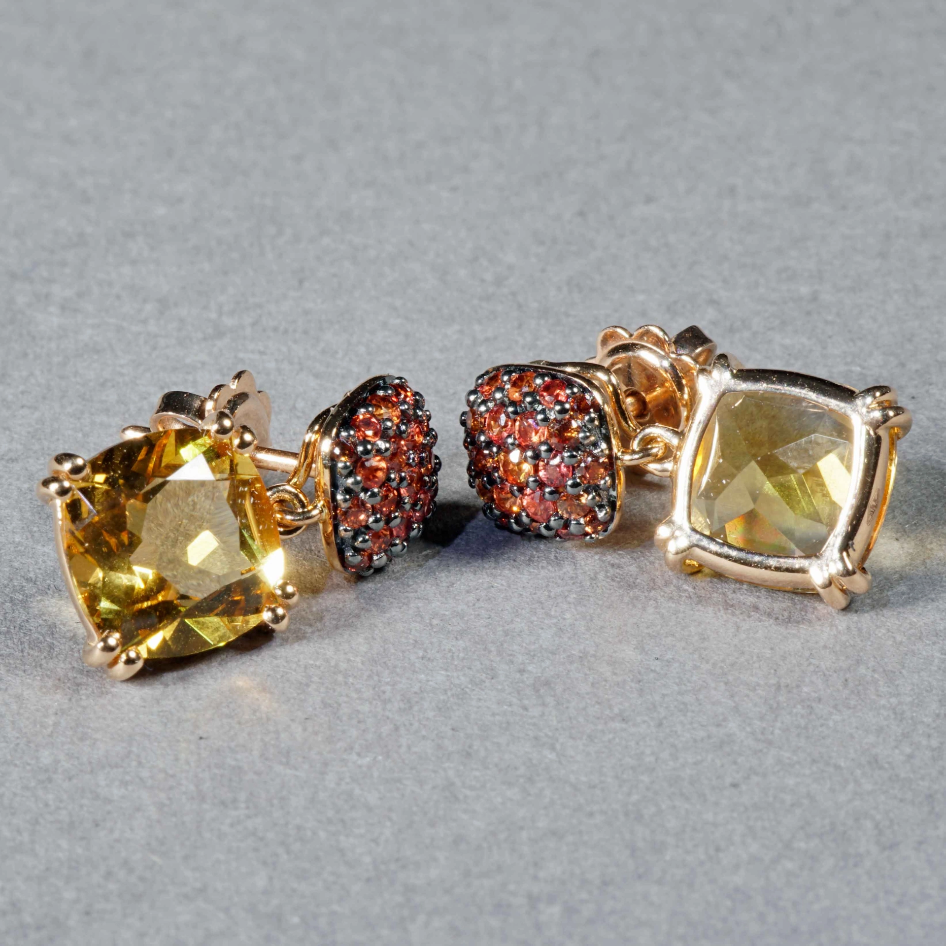 Ohrhänger Citrin Saphir 750er Rosegold...so edel und verzaubern den Tag..5.22 ct 0.81 ct