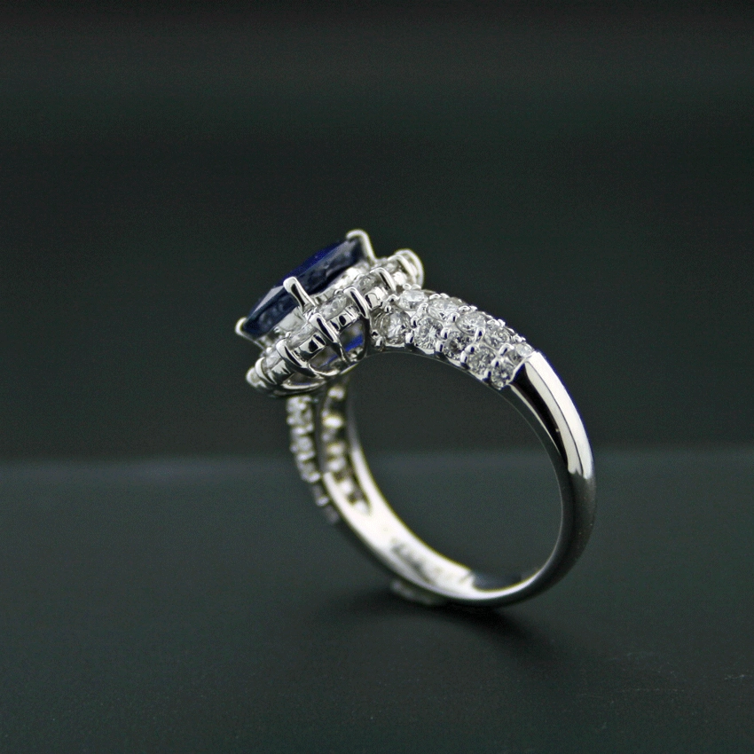 Saphir-Brillant-Ring, 900-Platin