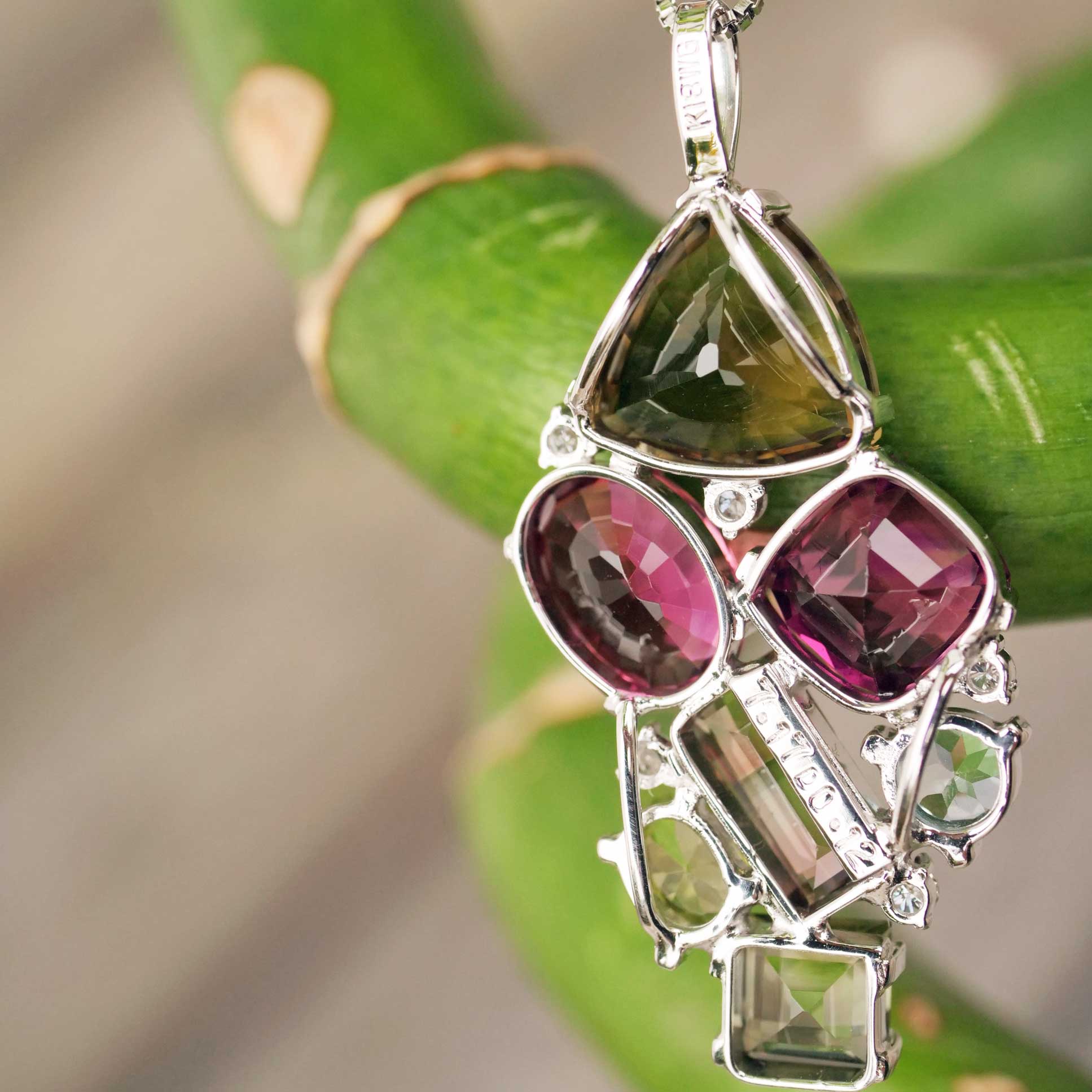 Turmalin Brillant Anhänger 750er Weissgold...seltene Farben...pink, bicolor, gelb total 7 ct