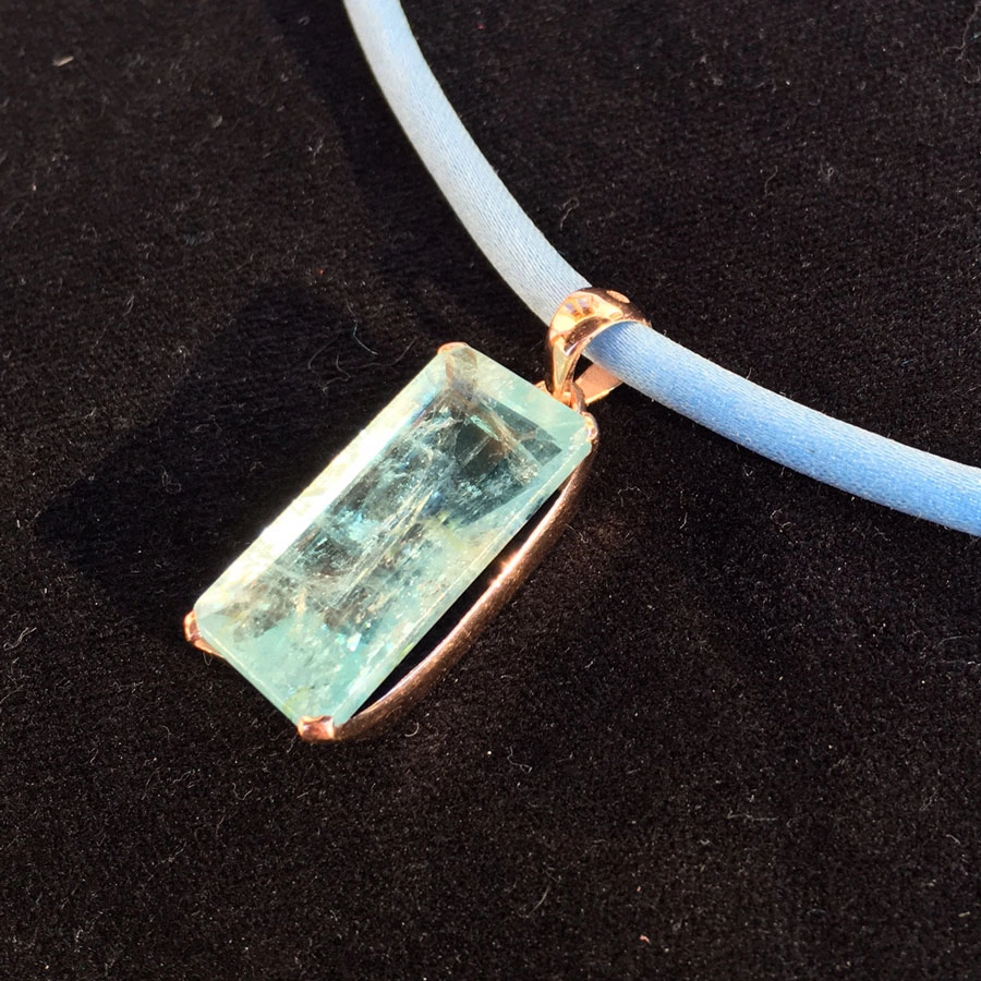 Aquamarin-Anhänger-Silber/rosevergoldet