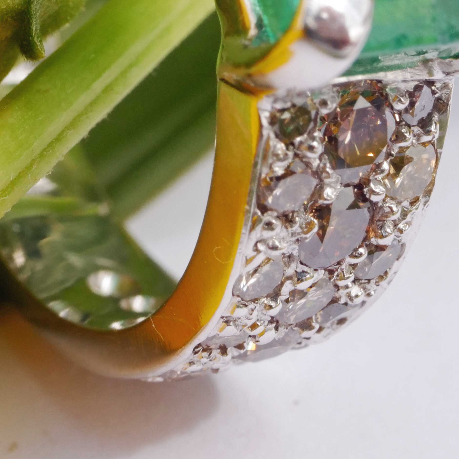 Smaragd Brillant Ring 750er Weissgold ca. 2.60 und 0.80 ct 6,3 Gramm neu rhodiniert