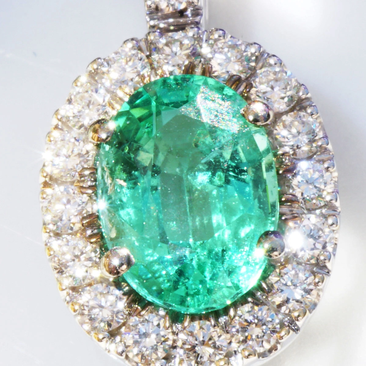 Smaragd Brillant Anhänger / Kette 750er Weissgold 0.73 ct 0.20ct....schönster Smaragd