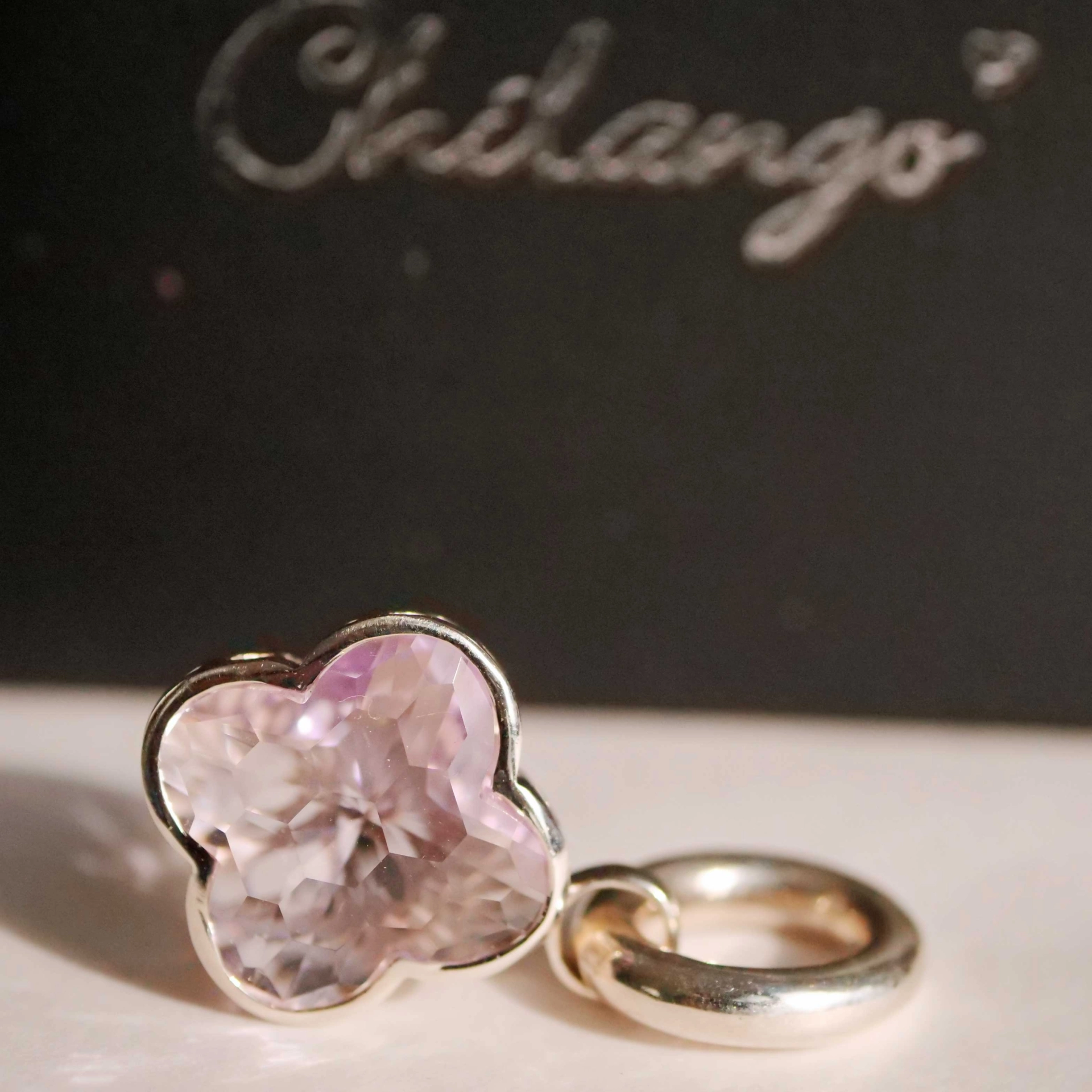Original Chilango Amethyst flieder  Anhänger Lilly Flower 2 out of Nature 925er Silber toller Schlif