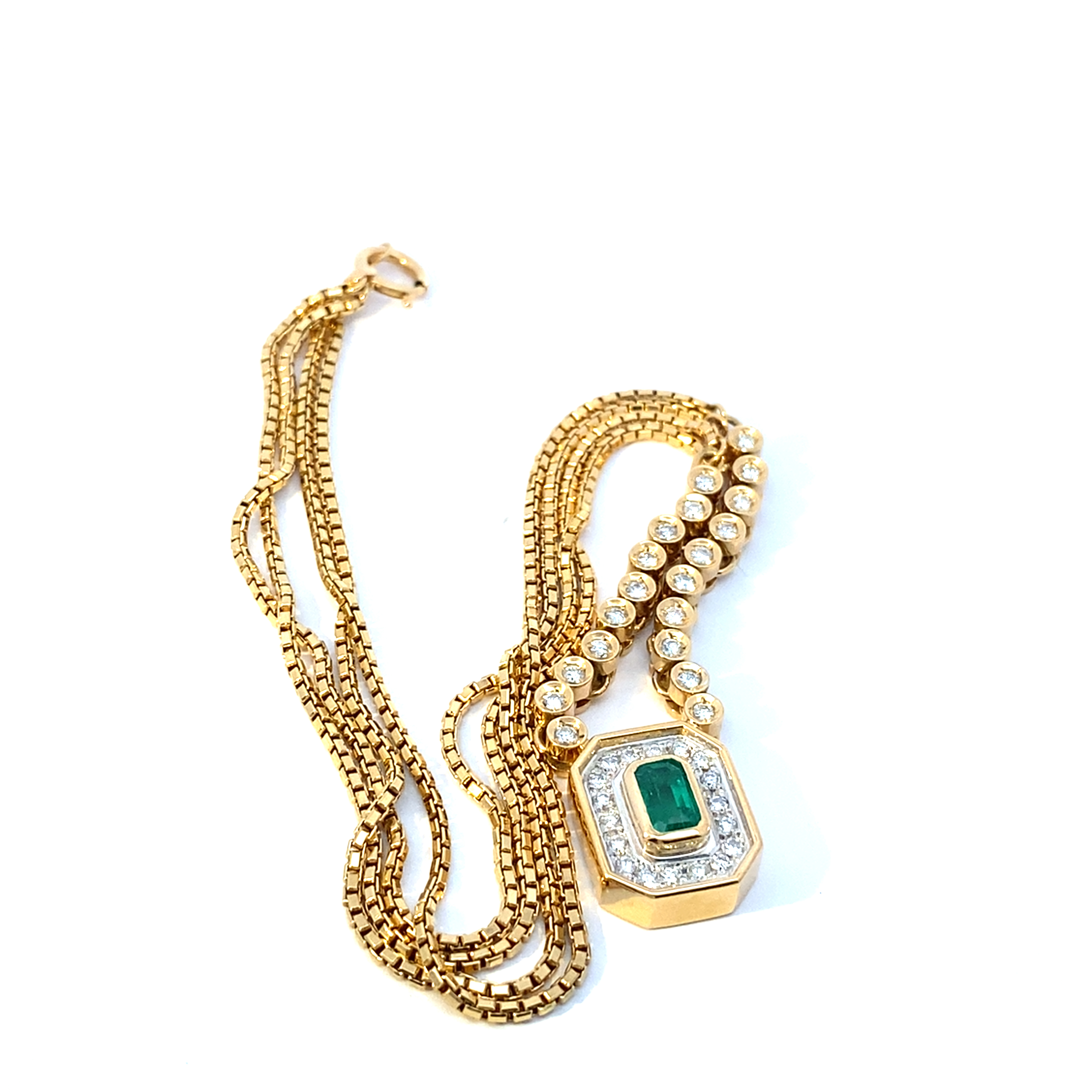 Smaragd Brillant Collier 750er Gelbgold Platin...super elegant..0.58 ct W SI
