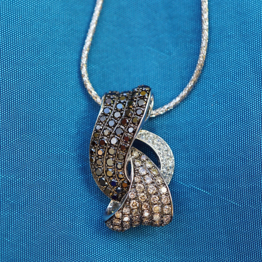 Brillant Anhänger mit Kette 1.10 ct schwarz braun weiß