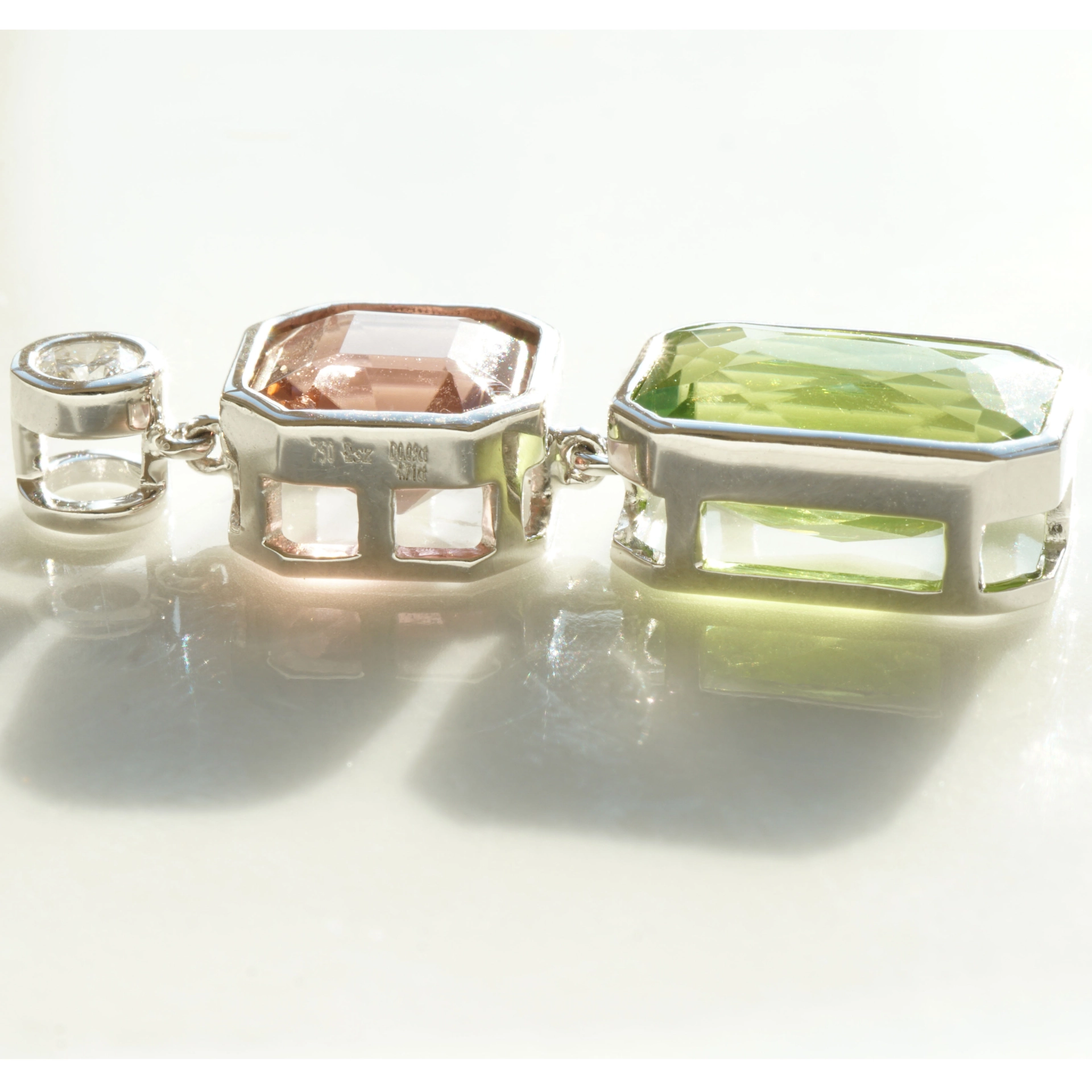 Turmalin Brillant Peridot Anhänger 750er Weissgold TOP FARBEN Afghanistan