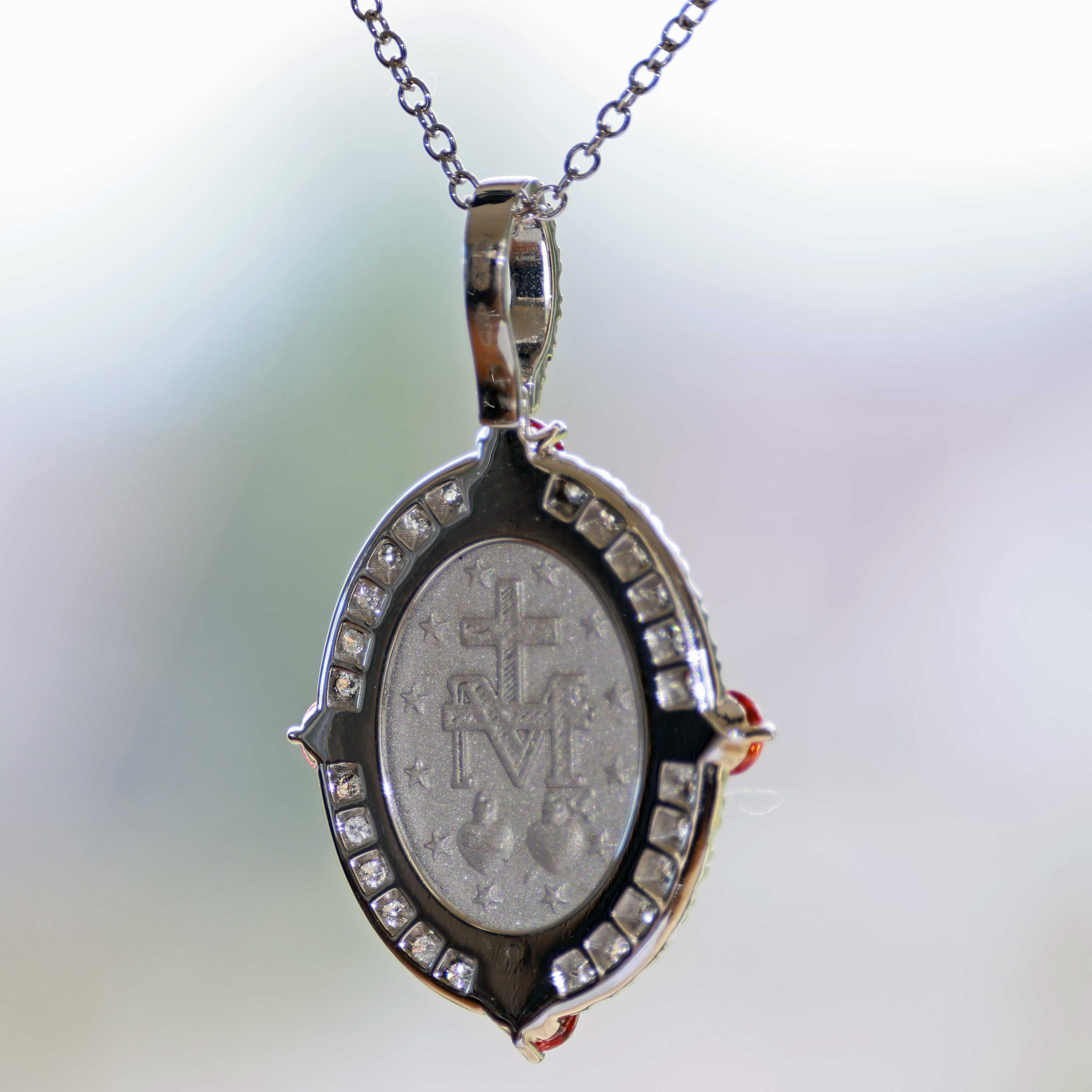 Saphir Brillant Madonnen Anhänger 750er Weissgold m. Kette 33 x 20 mm...so stylish 