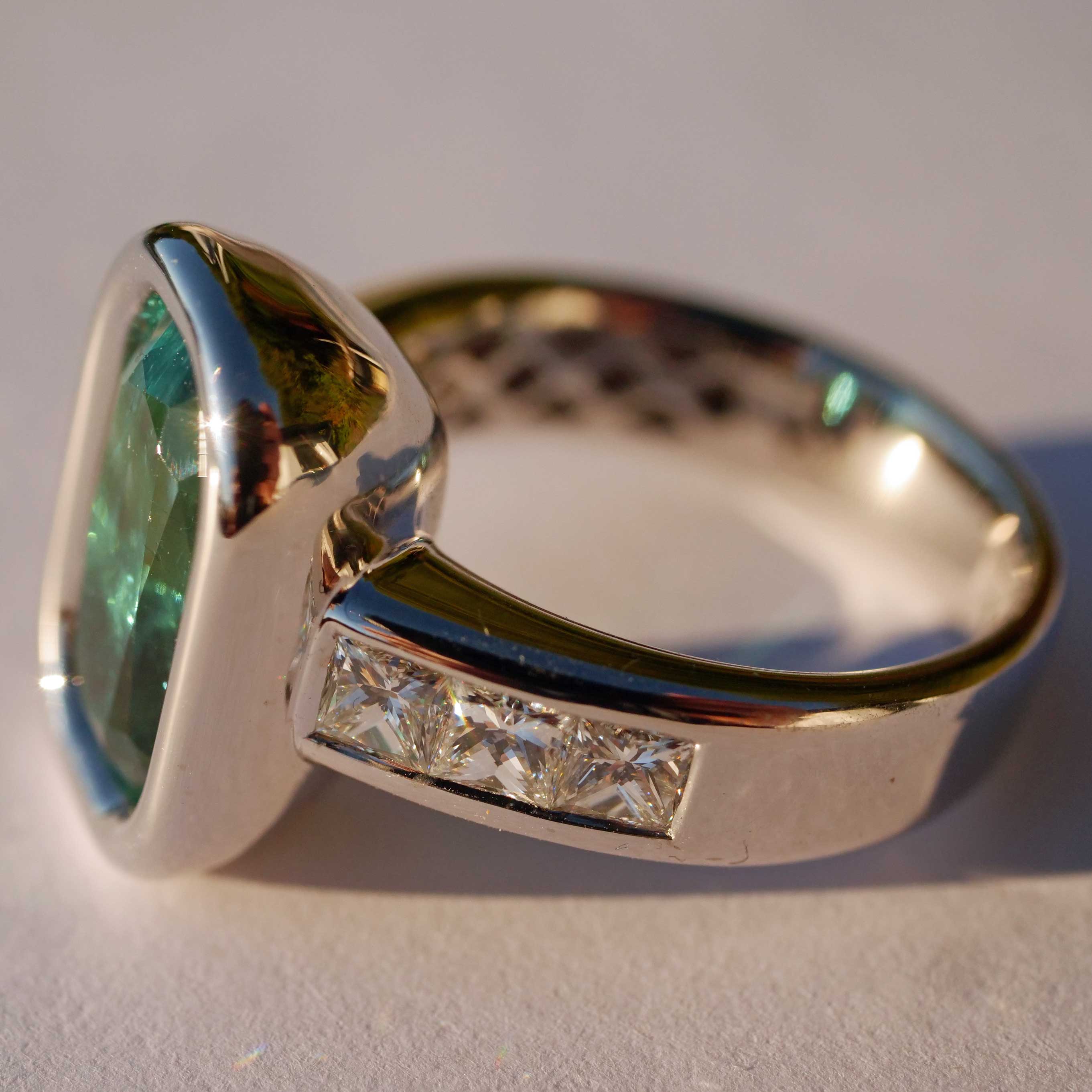Turmalin Diamant Ring 750er Weissgold Neon Blau Tiffany Blue Afghanistan 8.05 ct Investment Edelstein selten