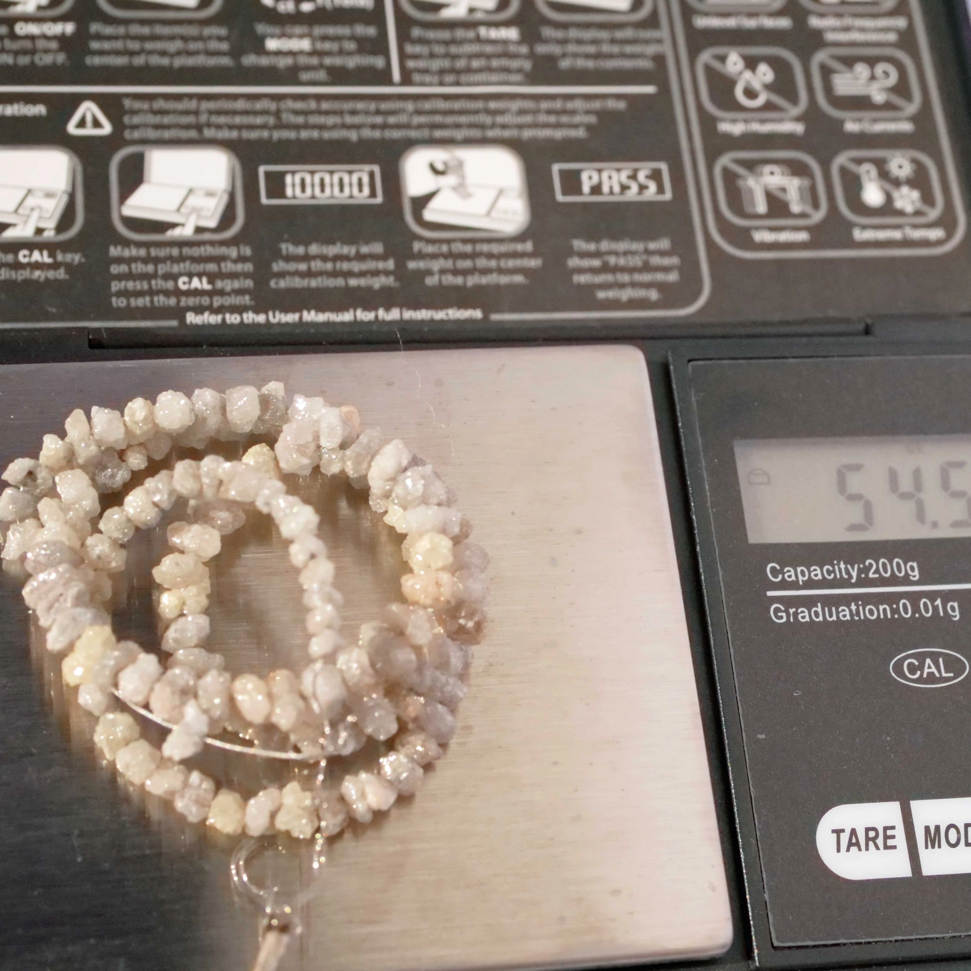 Diamant Rohstein Strang total 55 carat in den natürlichen Diamantfarben 5-6 mm D. .....kleine Komete