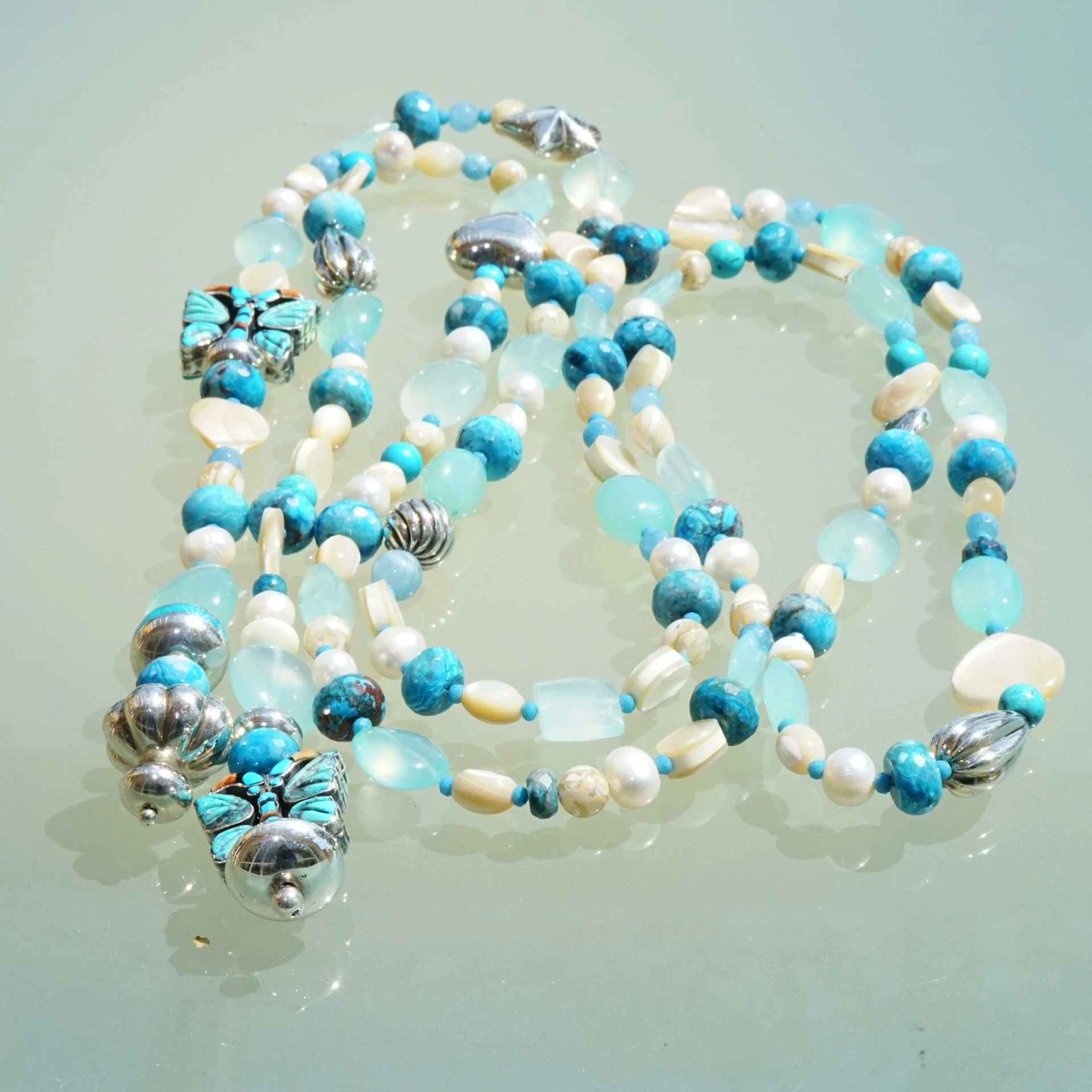 Chilango Kette Out of Nature Legends 925er Silber 185 cm  Papillon Turquoise Butterfly Sonderlänge