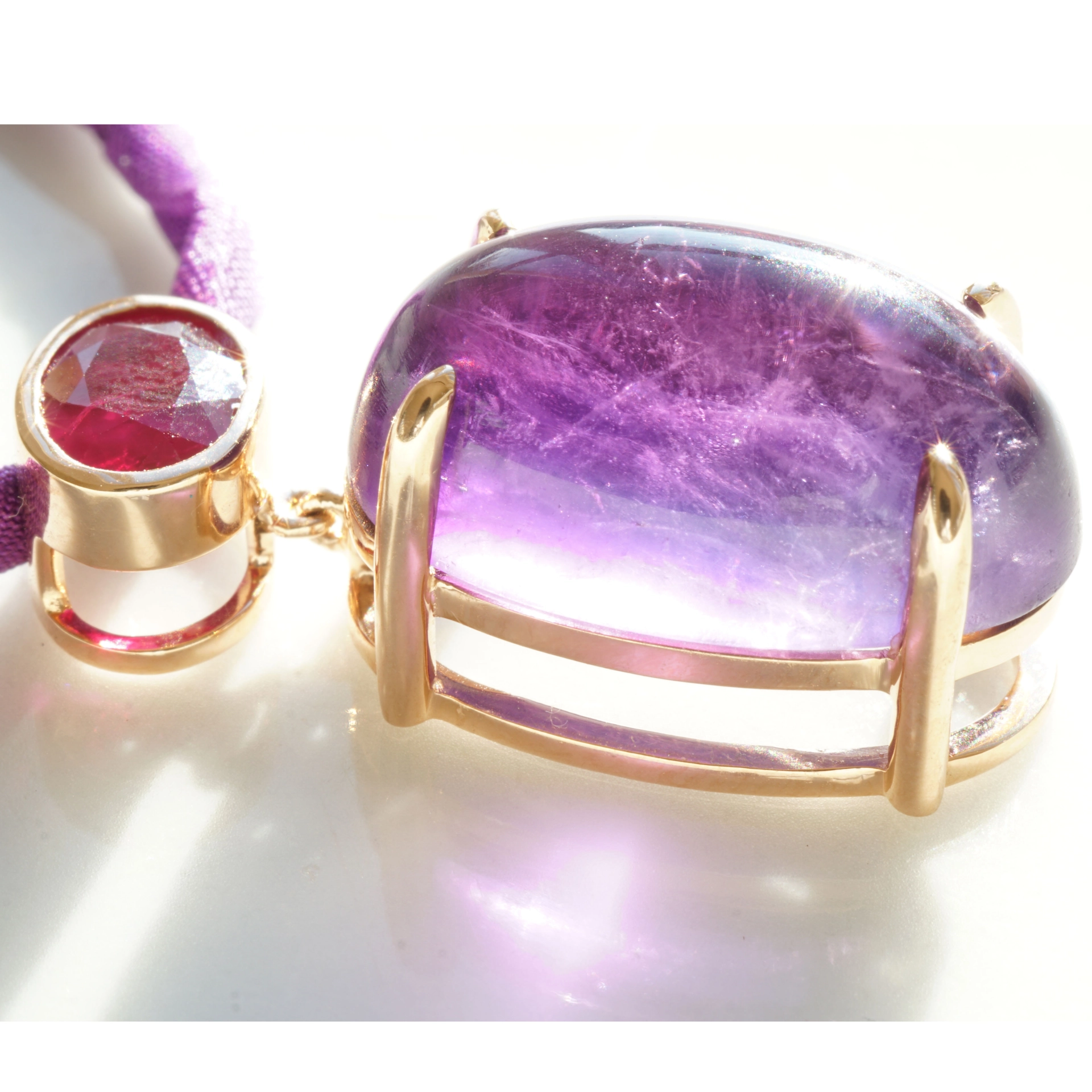 Rubin Amethyst Anhänger 750er Rosegold 1.06 ct 10.13 ct BURMA TOLLE FARBKOMBI