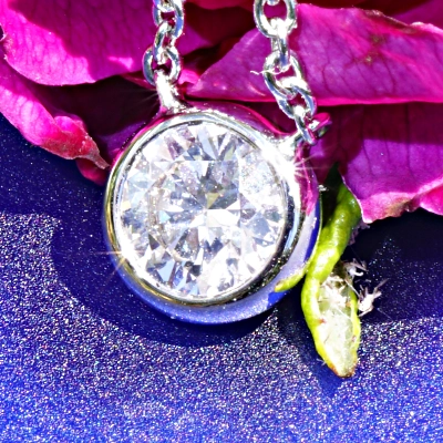 Brillant Collier rund 0.50 ct D hochfeines weiss SI1 5.09 - 5.15 x 3.05 mm GIA Gutachten 750er Weiss