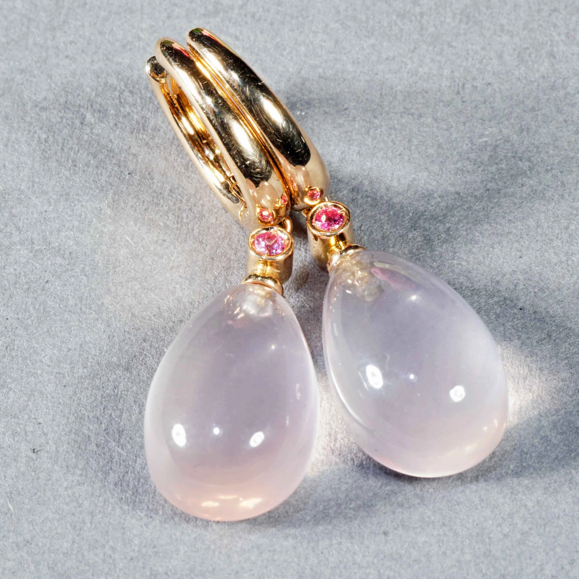 Ohrhänger Rosenquarz Saphir 750er Rosegold..Design aus Bella Italia...verzaubern den Tag