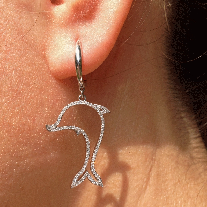 Brillant-Ohrhänger, 750/-WG.