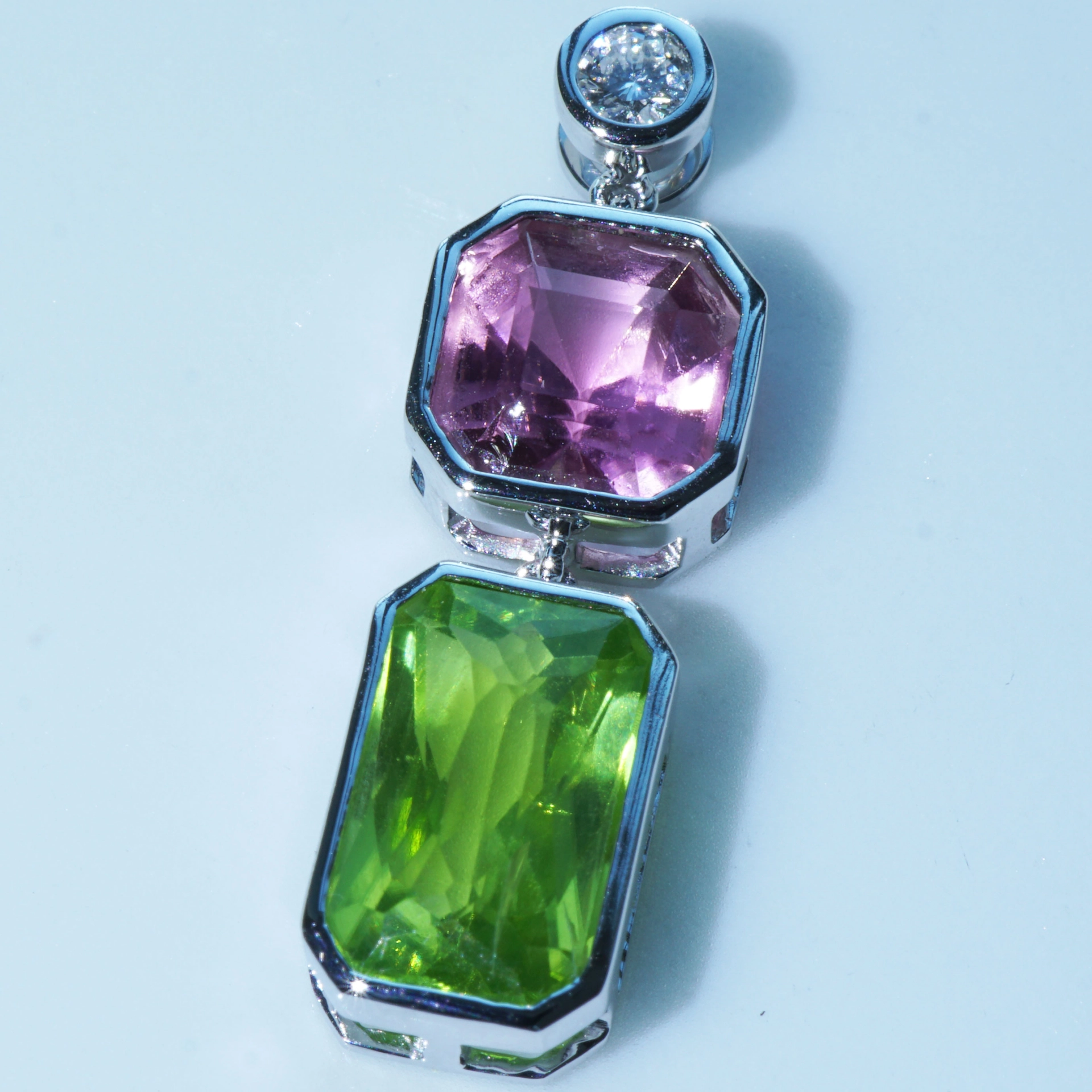 Turmalin Brillant Peridot Anhänger 750er Weissgold TOP FARBEN Afghanistan