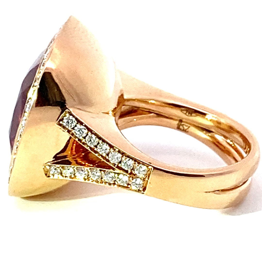 Rubellit Brillant Ring der Extraklasse AAA+  23.10 ct Afghanistan  rot-pink unglaubliche Leuchtkraft 750er Rosegold