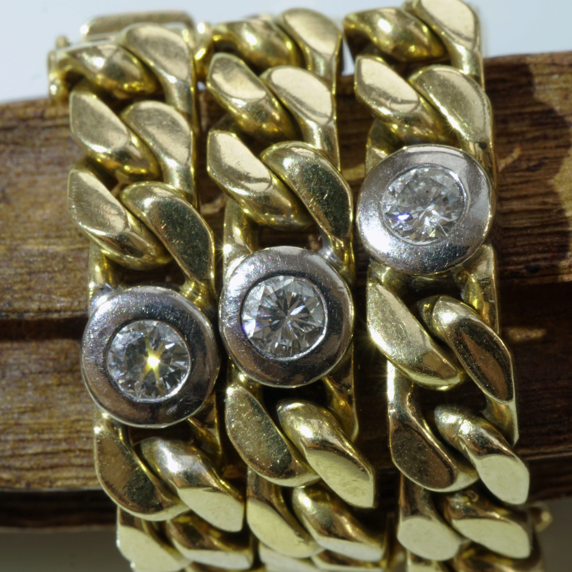 Brillant Panzer Armband 750er Gelbgold 40 Gramm 0.50 ct TW VS-SI 21,5 cm lang