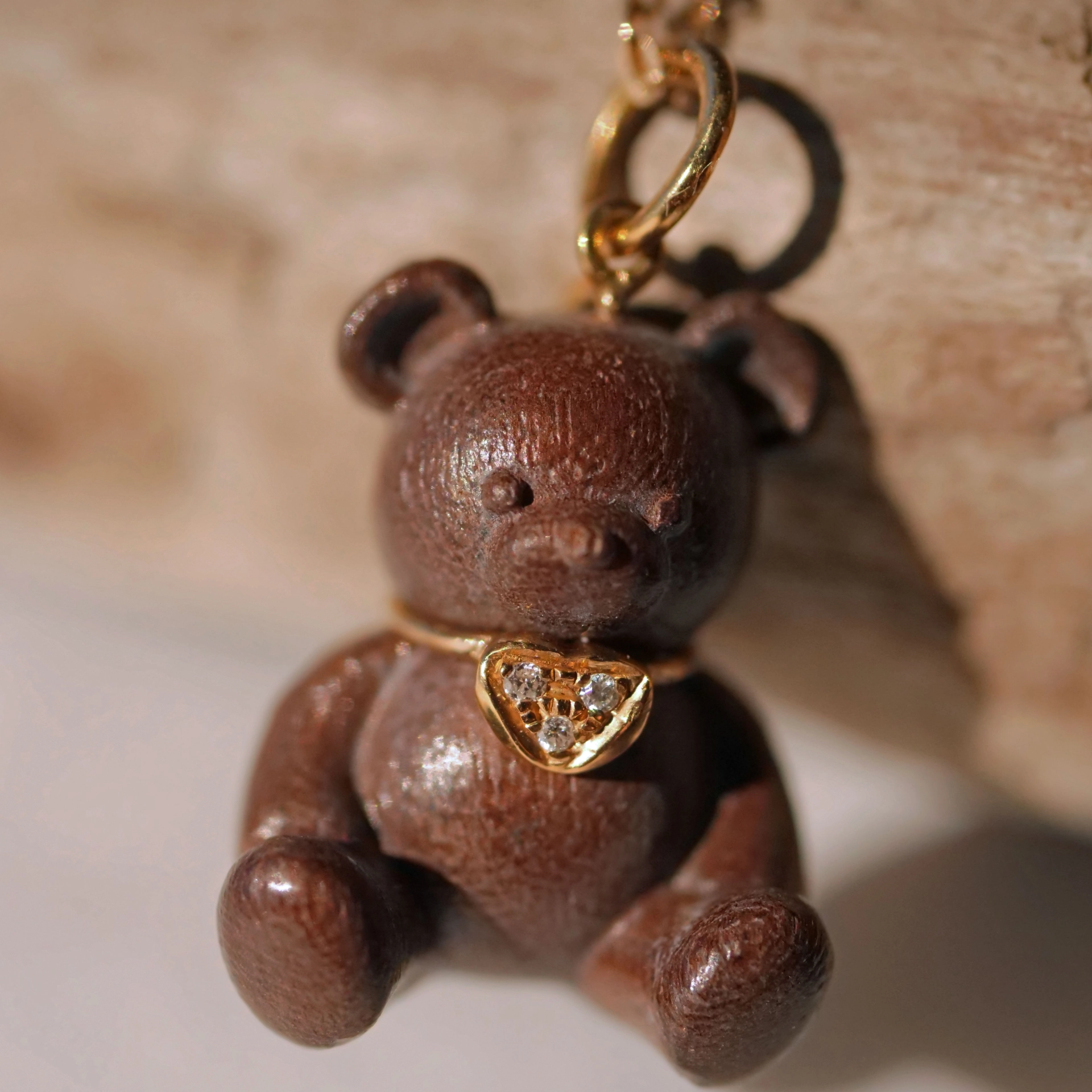 Brillant Anhänger Teddybärchen mit Herz 750er Gelbgold 24 x 14 x 12 mm zuckersüüs