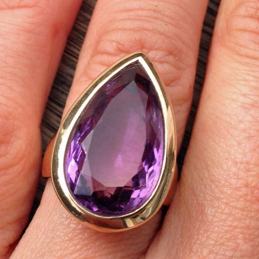 Edelstein-Ring, 925/-Silber, handgeschmiedet,