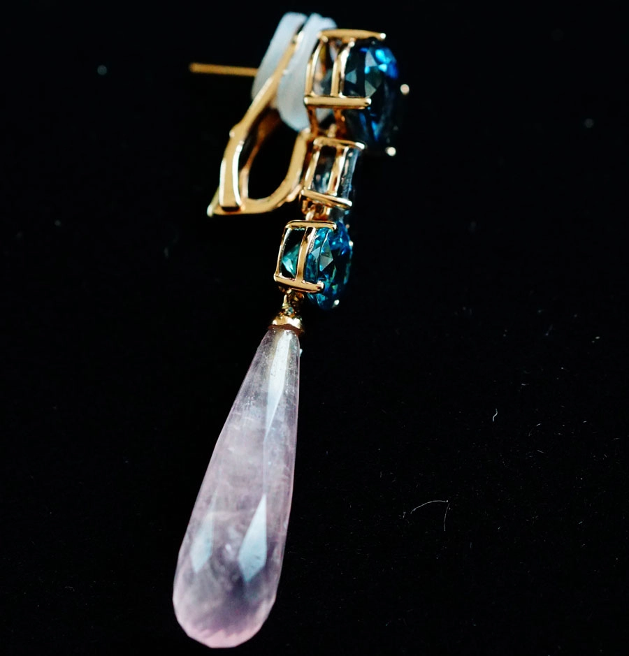 Edelstein Ohrhänger Eisblau Dänemark 750er Rosegold