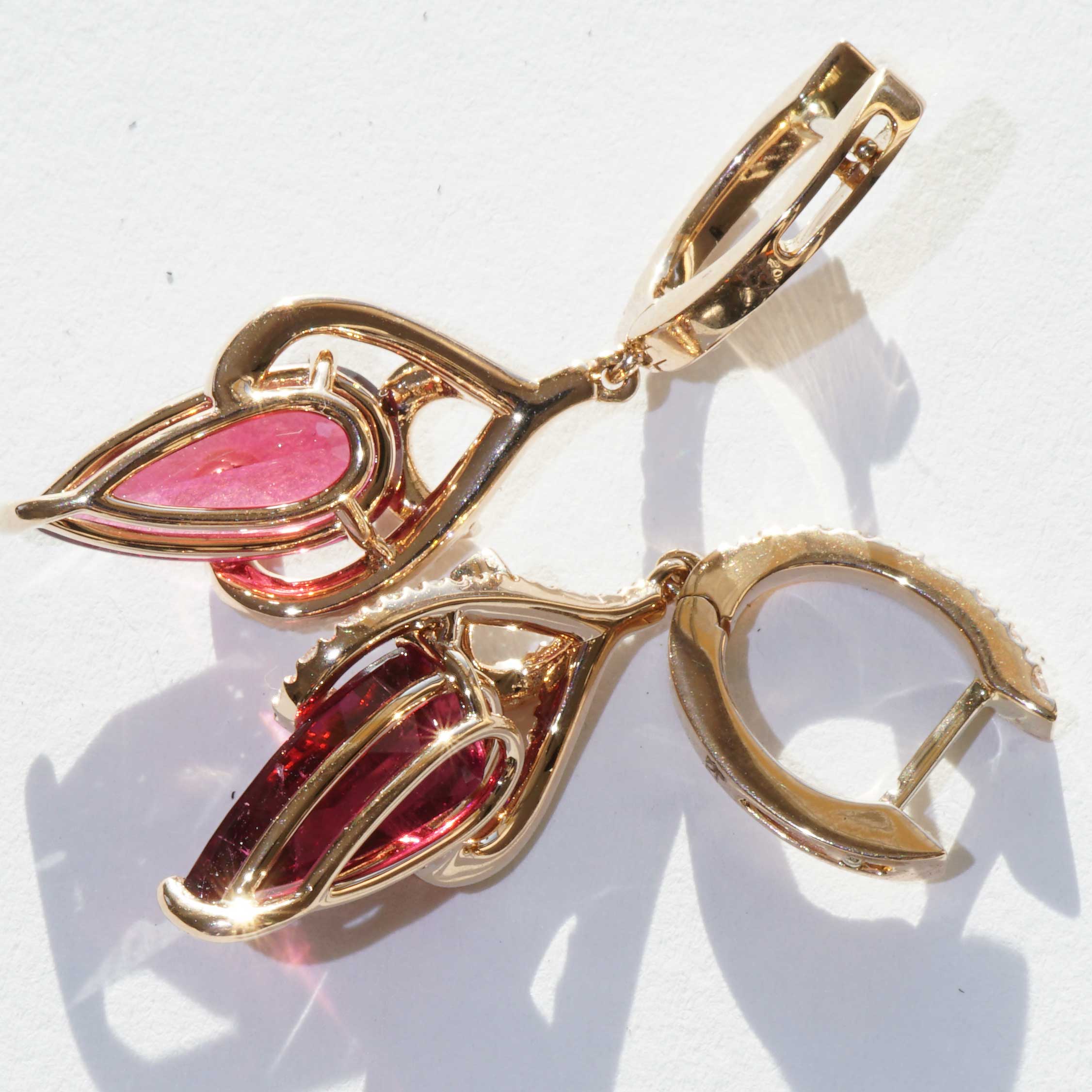 Rubellit Brillant Ohrhänger 750er Rosegold 6 ct 0.70 ct ..Ausnahme Turmaline aus Mosambik AAA+ besser geht nicht