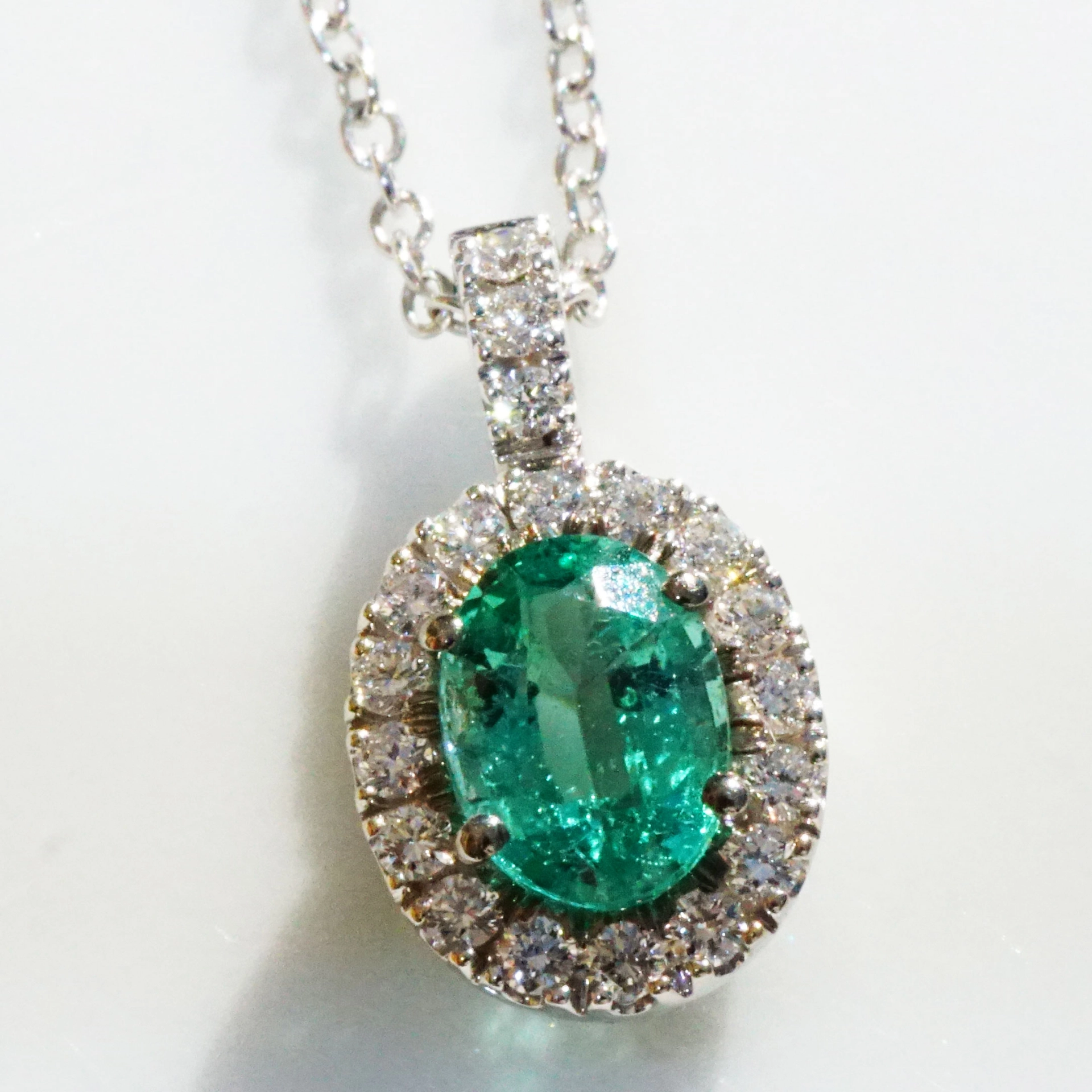 Smaragd Brillant Anhänger / Kette 750er Weissgold 0.73 ct 0.20ct....schönster Smaragd