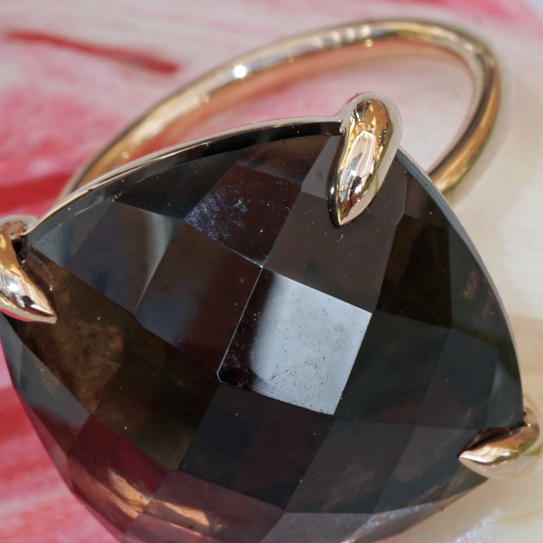 Rauchquarz Ring XXL 750er Rosegold made in Valenza (Italien)..toller vielseitiger Kombinationsring