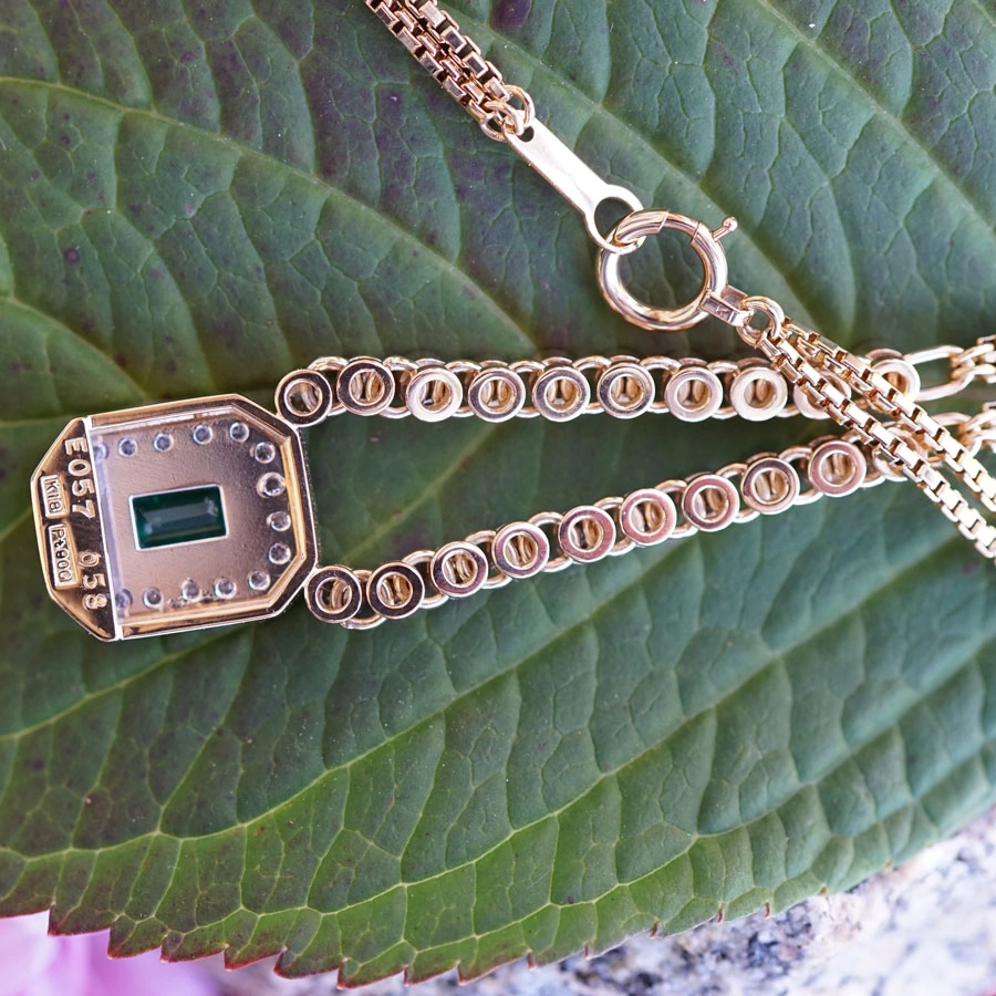 Smaragd Brillant Collier 750er Gelbgold Platin...super elegant..0.58 ct W SI