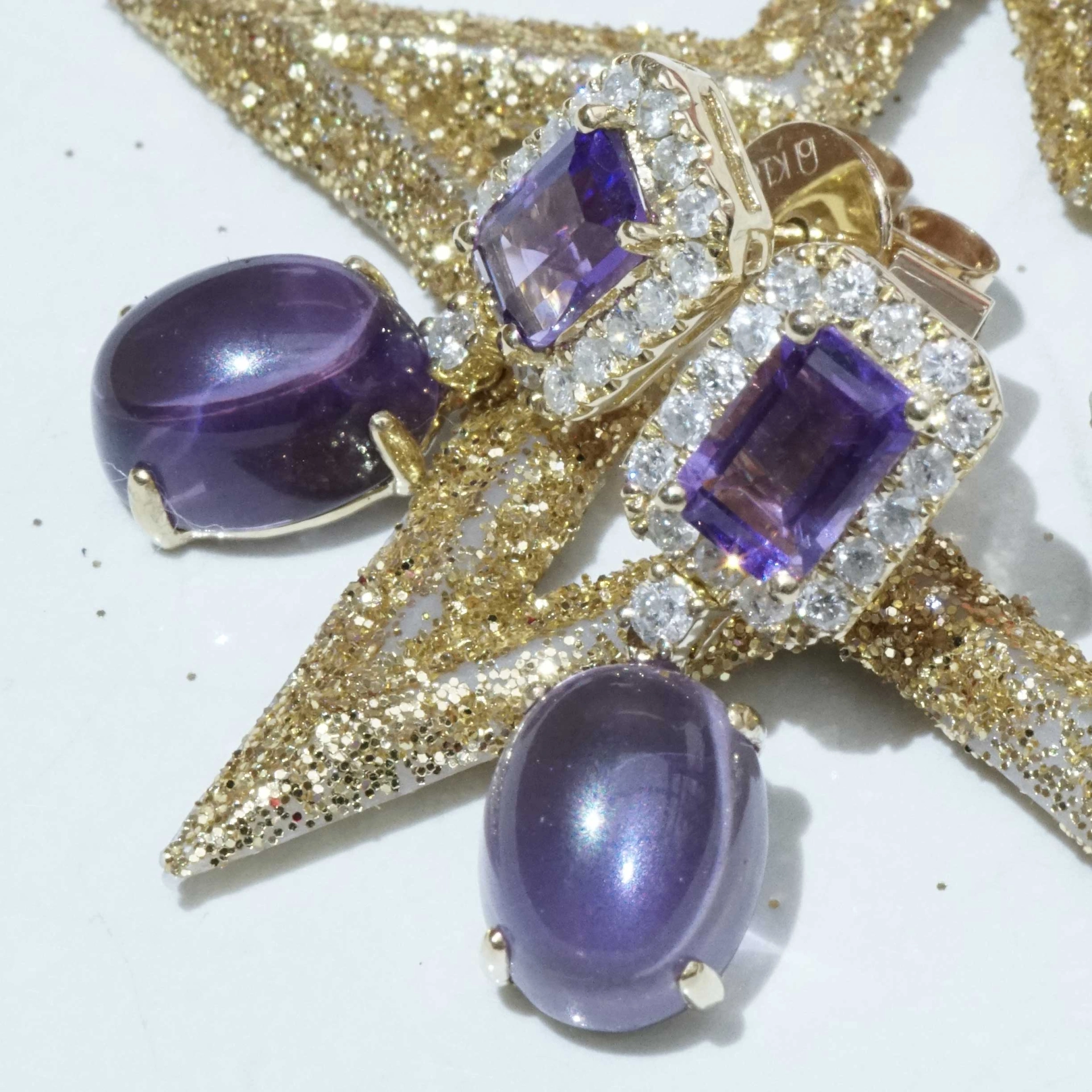Amethyst Brillant Ohrhänger 750er Gelbgold 4.60 ct 0.40 ct...die Farbe Lila zum Verlieben